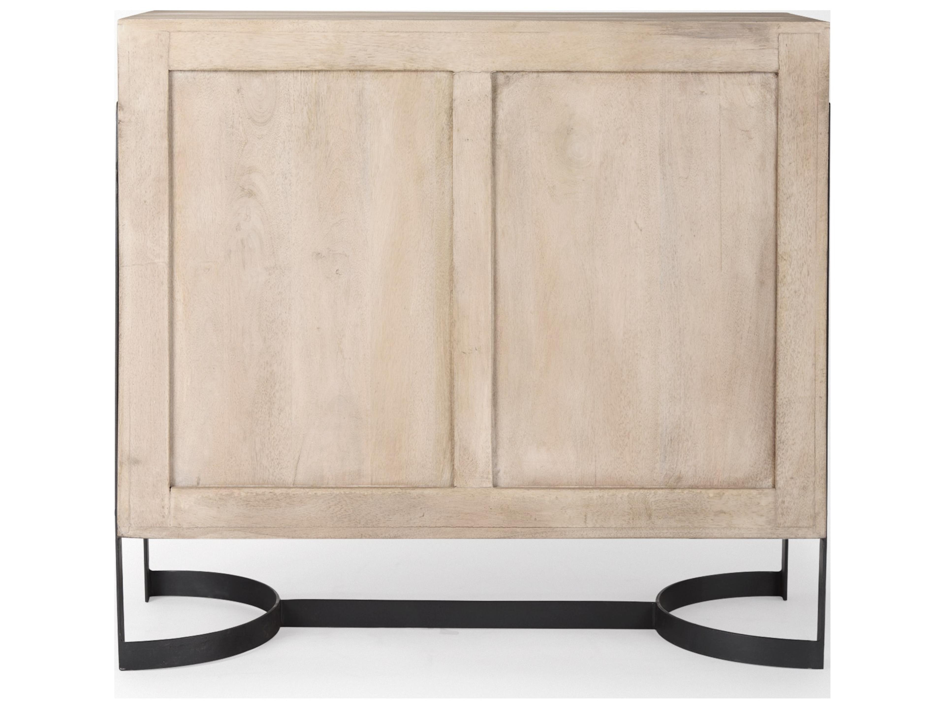 Mercana Rivien Brown Solid Wood W/Black Metal Frame 2 Door Accent Cabinet