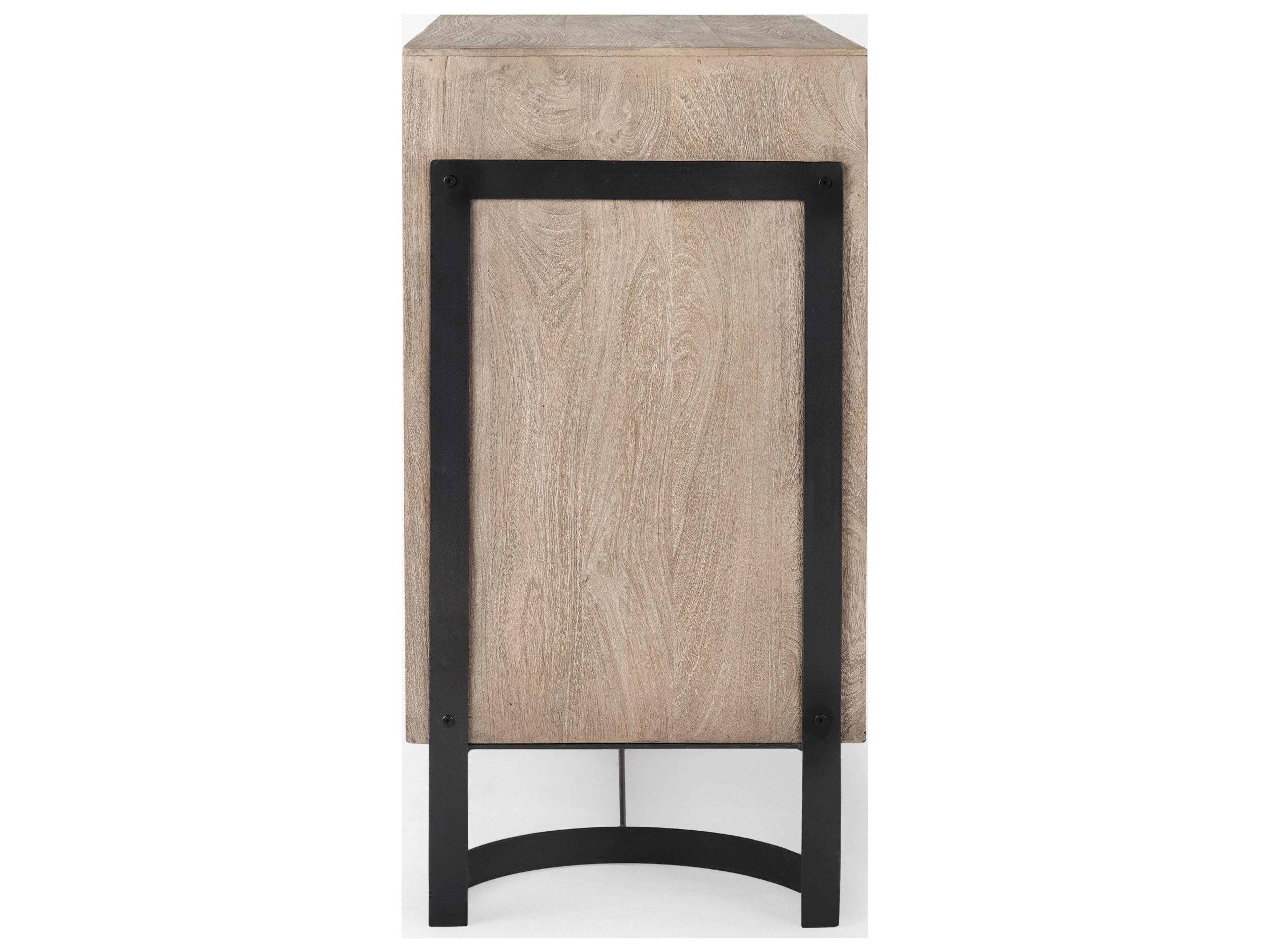 Mercana Rivien Brown Solid Wood W/Black Metal Frame 2 Door Accent Cabinet