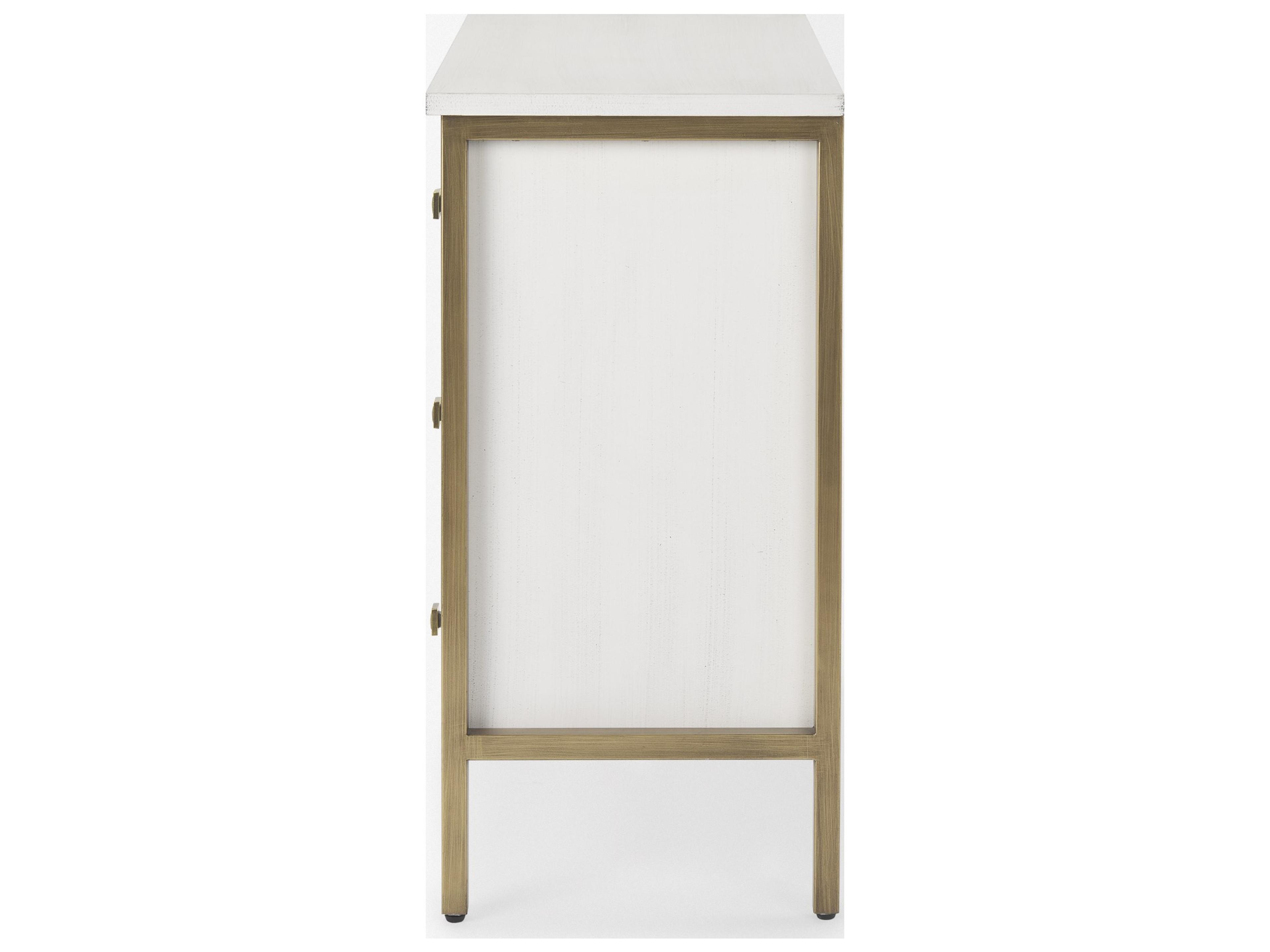 Mercana Savannah White Fir Veneer w/ Gold Metal 3-Drawer Accent Cabinet