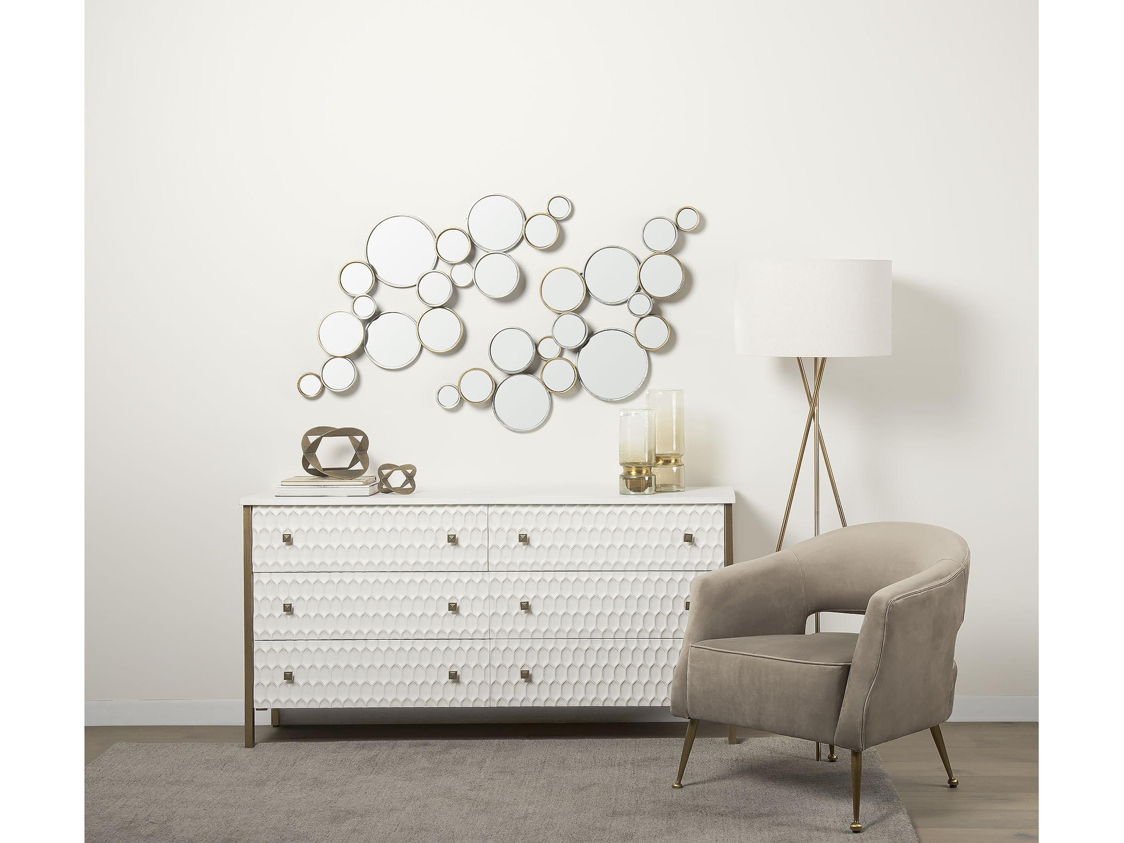 Mercana Savannah White Fir Veneer w/ Gold Metal Accents 6-Drawer Sideboard