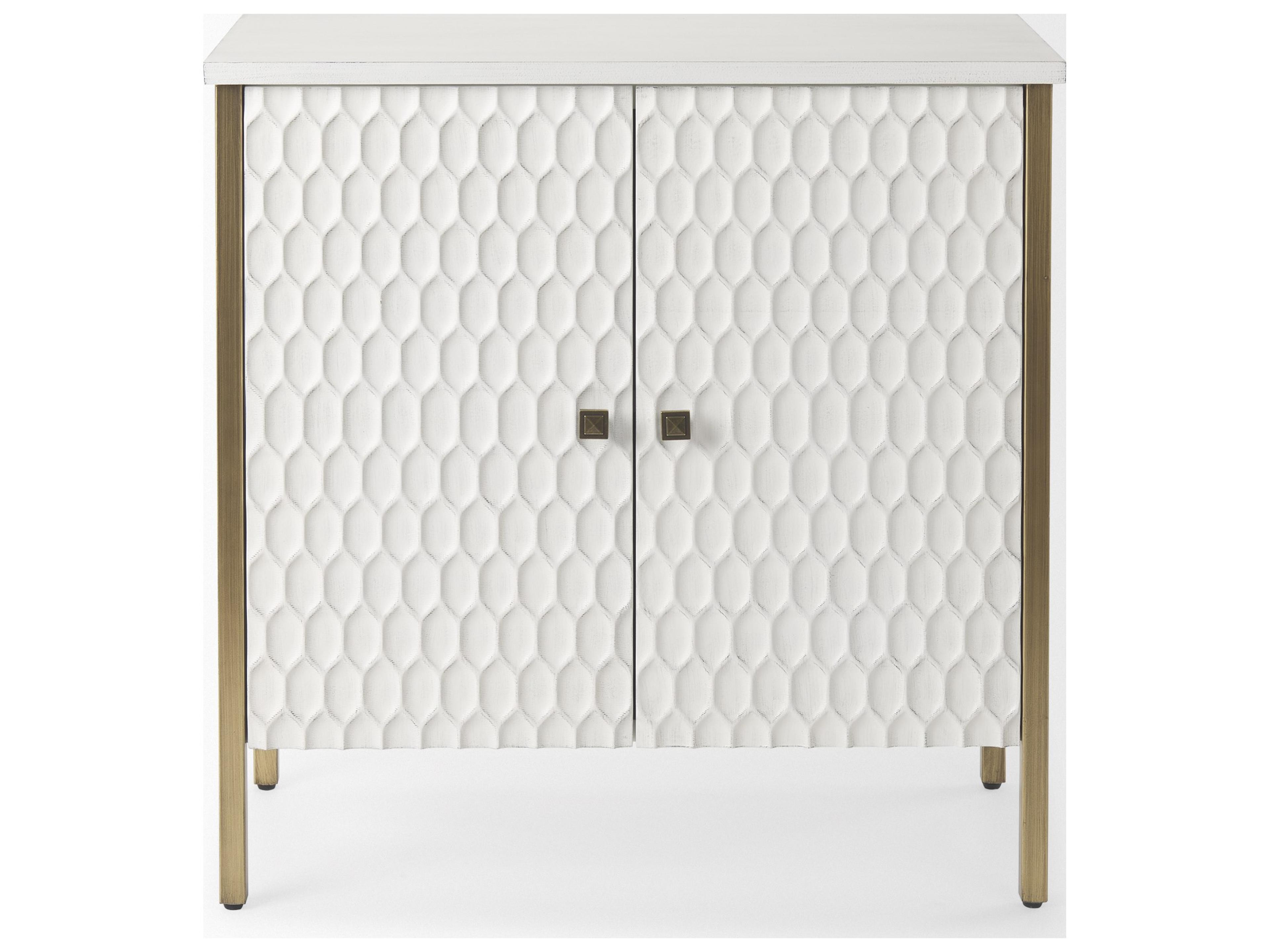 Mercana Savannah White Fir Veneer w/ Gold Metal Accent 2-Door Accent Cabinet