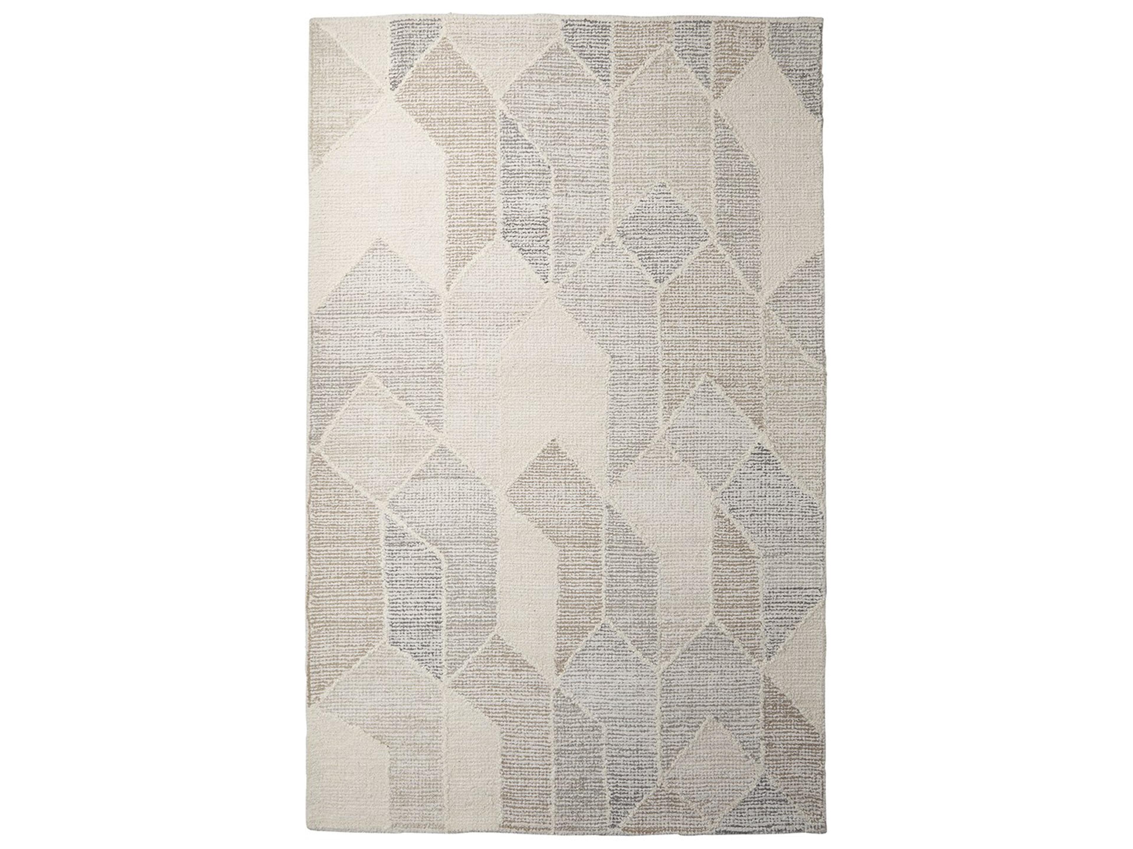 Kolt 5x8 Neutral Geometric Patterned Wool Area Rug