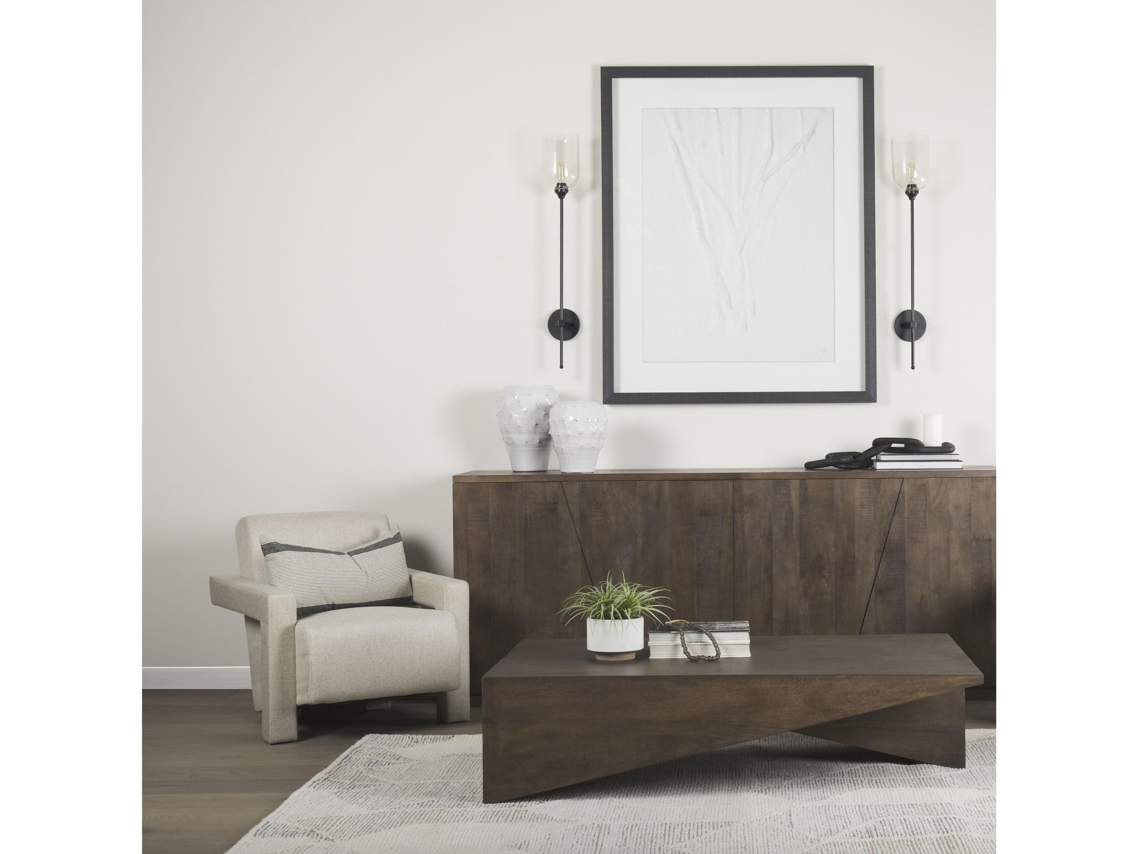 Mercana West 55L x 32W x 14H Medium Brown Wooden Angled Coffee Table
