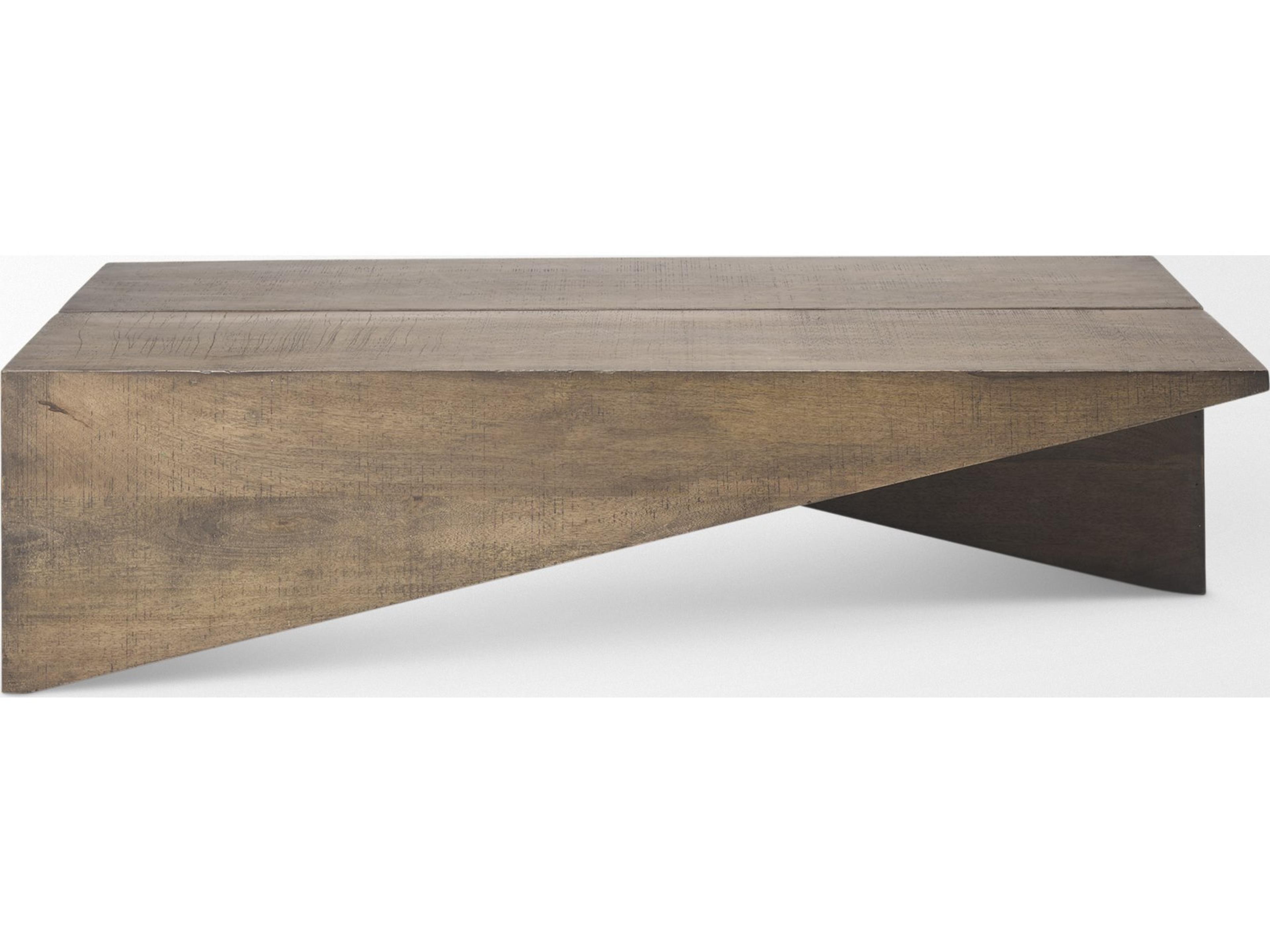Mercana West 55L x 32W x 14H Medium Brown Wooden Angled Coffee Table