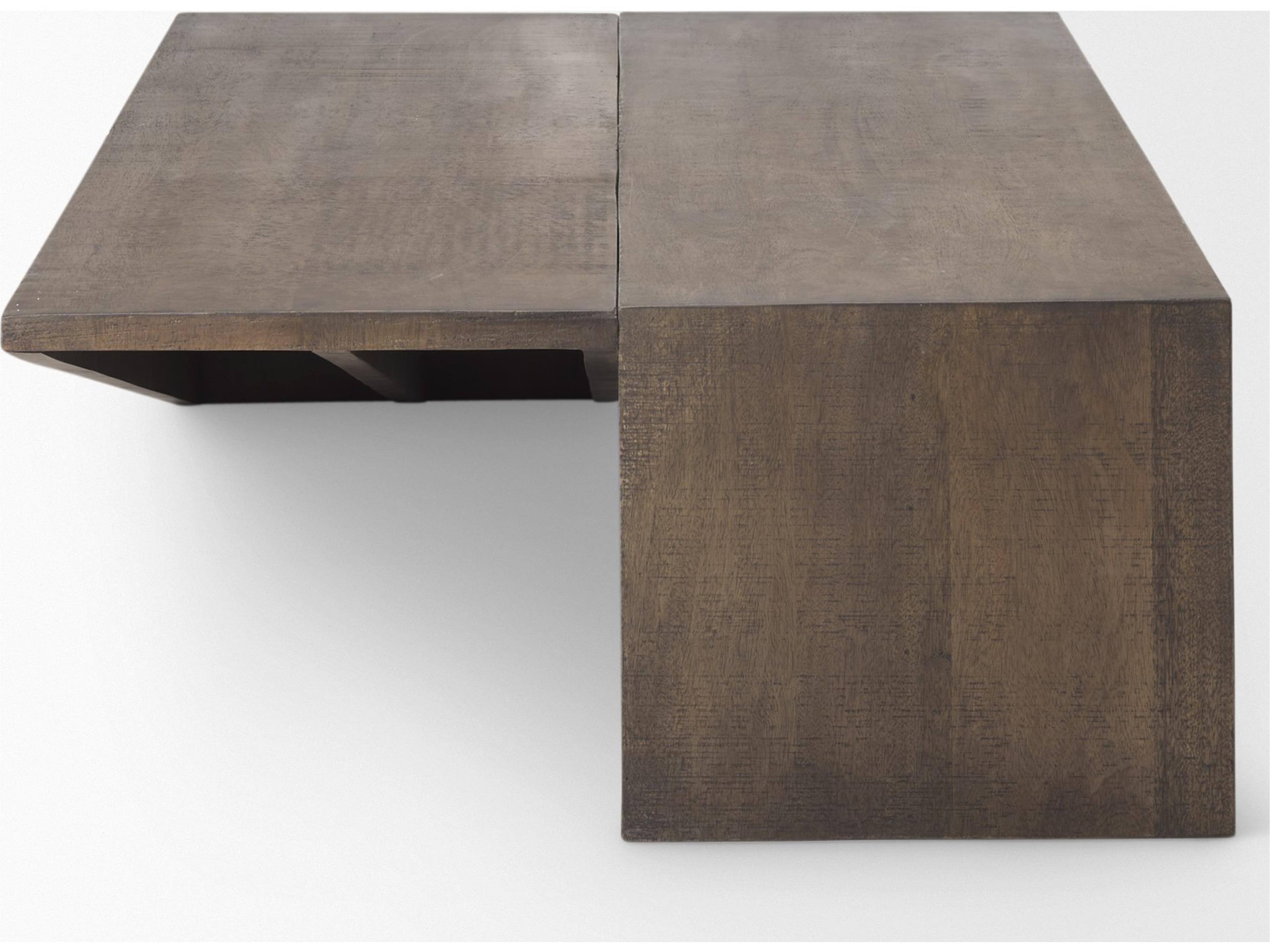 Mercana West 55L x 32W x 14H Medium Brown Wooden Angled Coffee Table