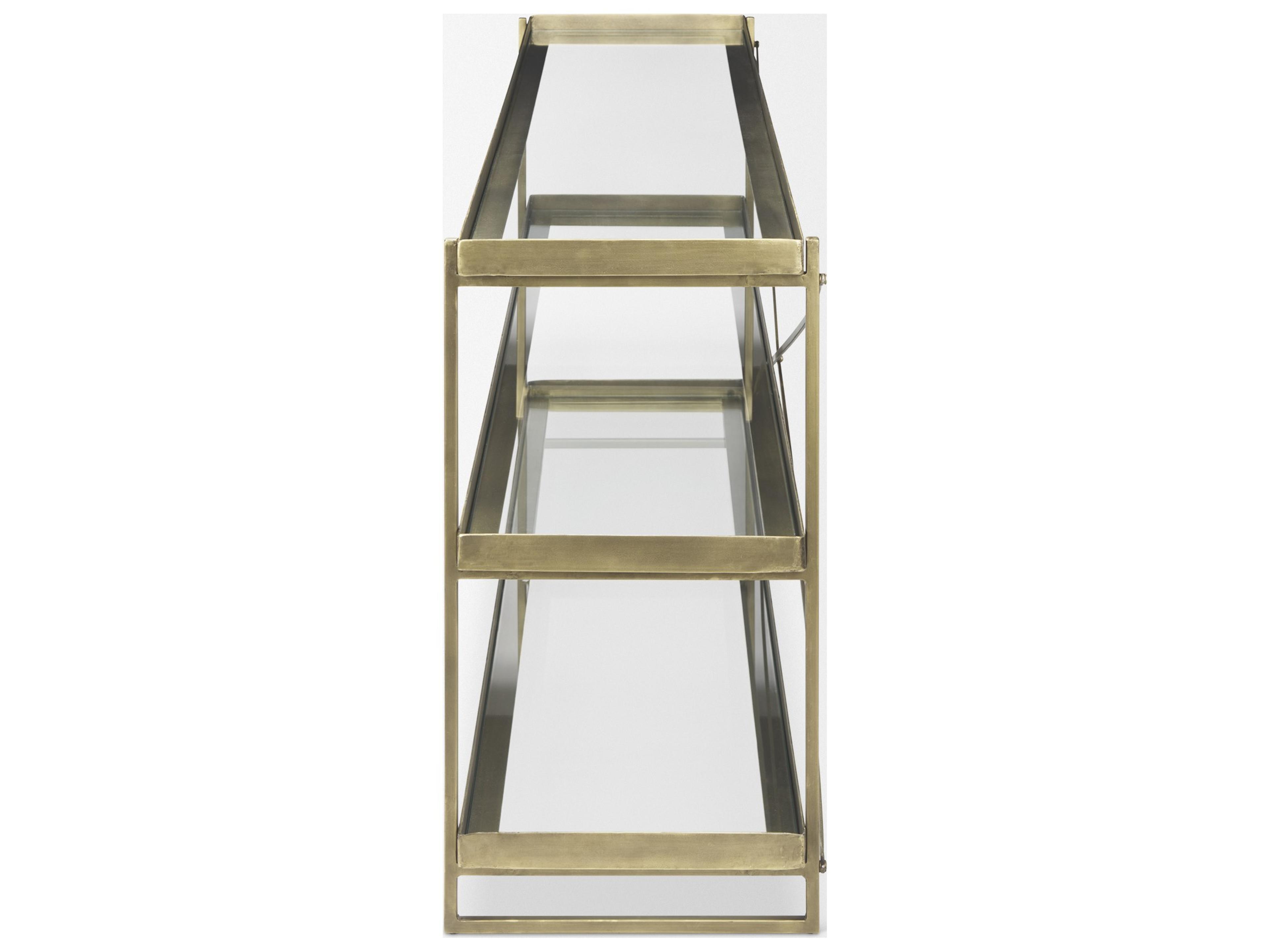 Mercana Trey 72.0L x 16.0W x 30.0H Gold Metal W/Glass Console Table