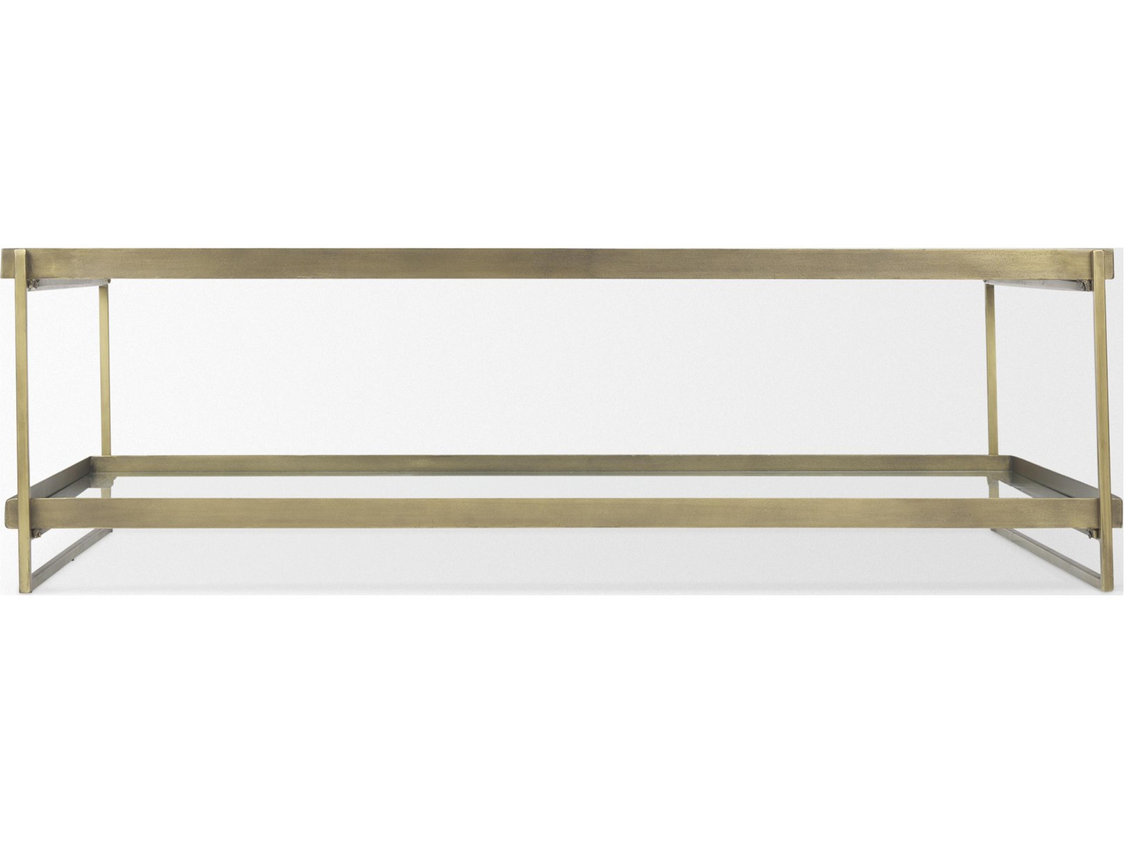 Mercana Trey 56.0L x 32.0W x 17.0H Gold Metal W/Glass Coffee table