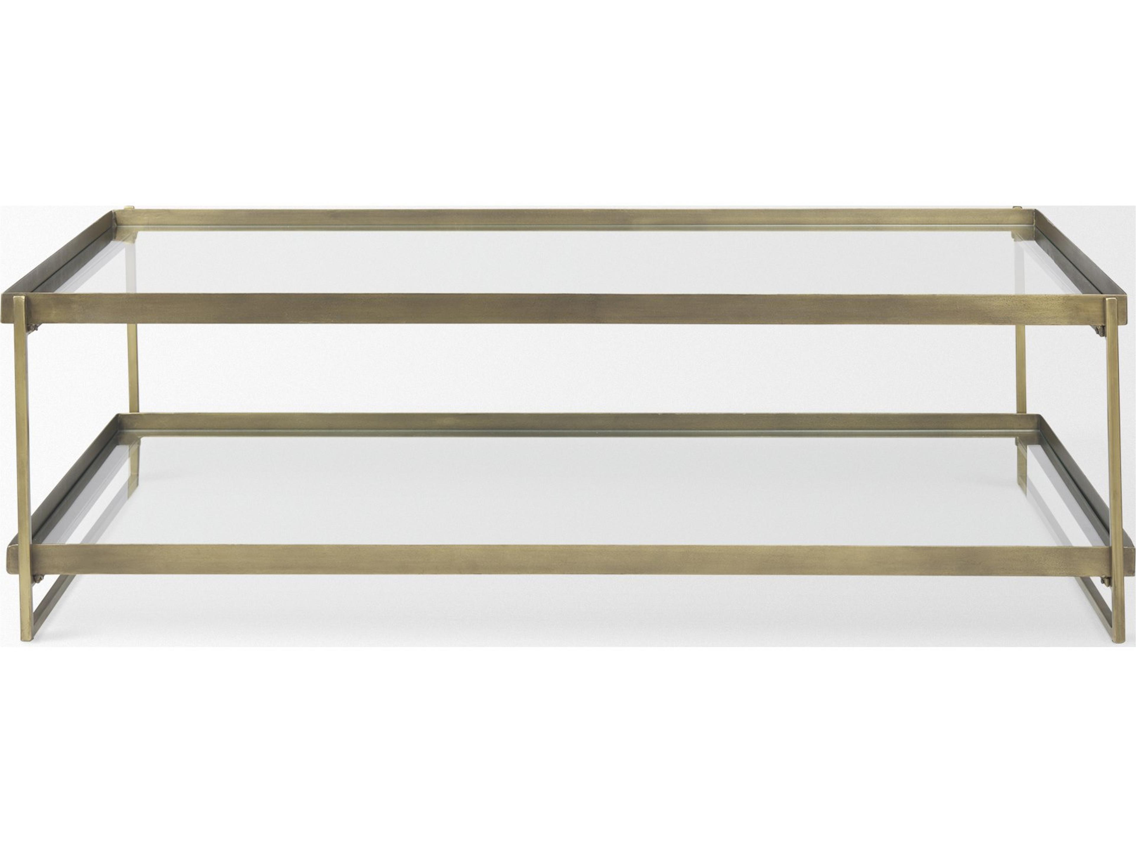 Mercana Trey 56.0L x 32.0W x 17.0H Gold Metal W/Glass Coffee table