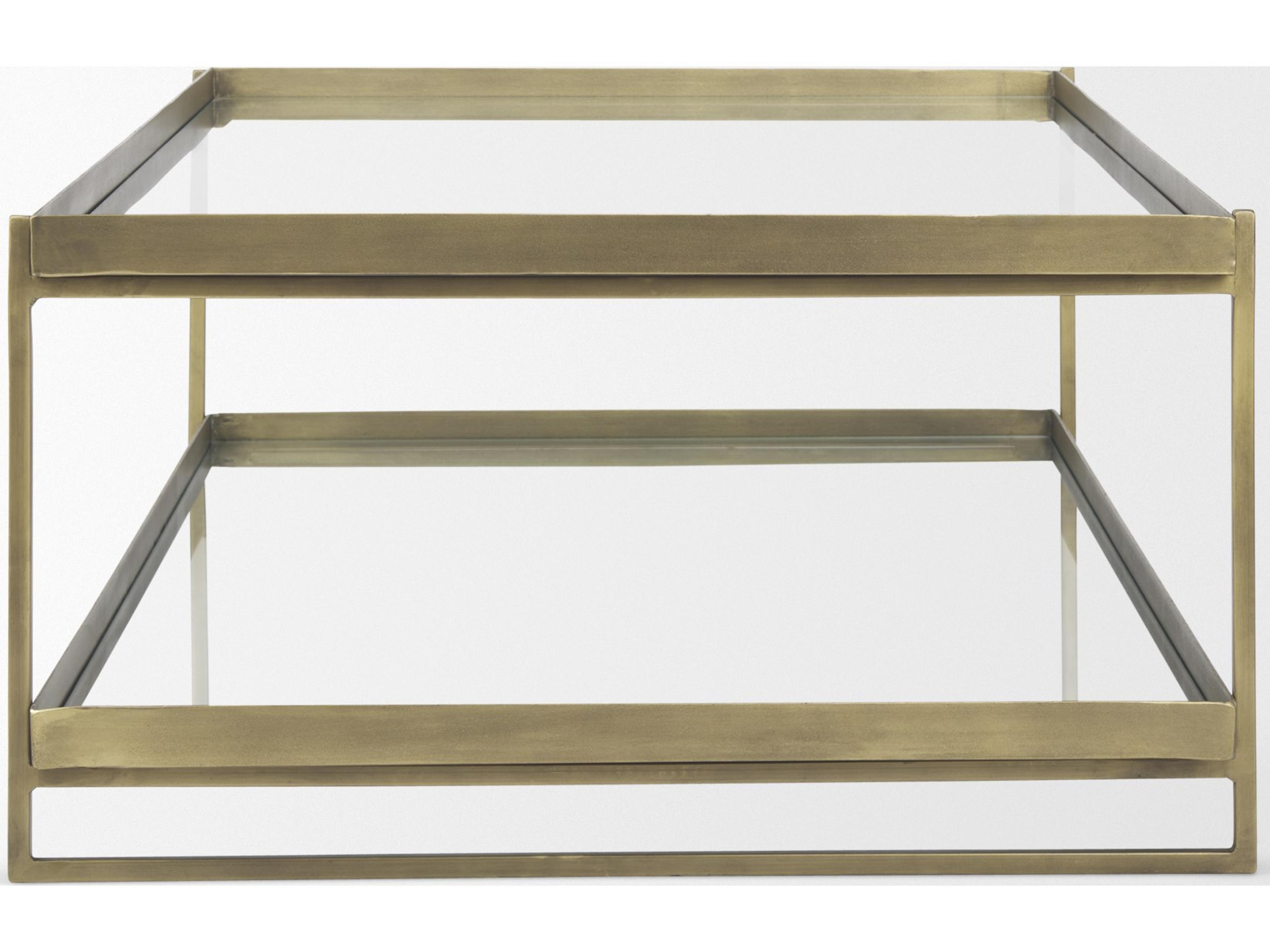 Mercana Trey 56.0L x 32.0W x 17.0H Gold Metal W/Glass Coffee table