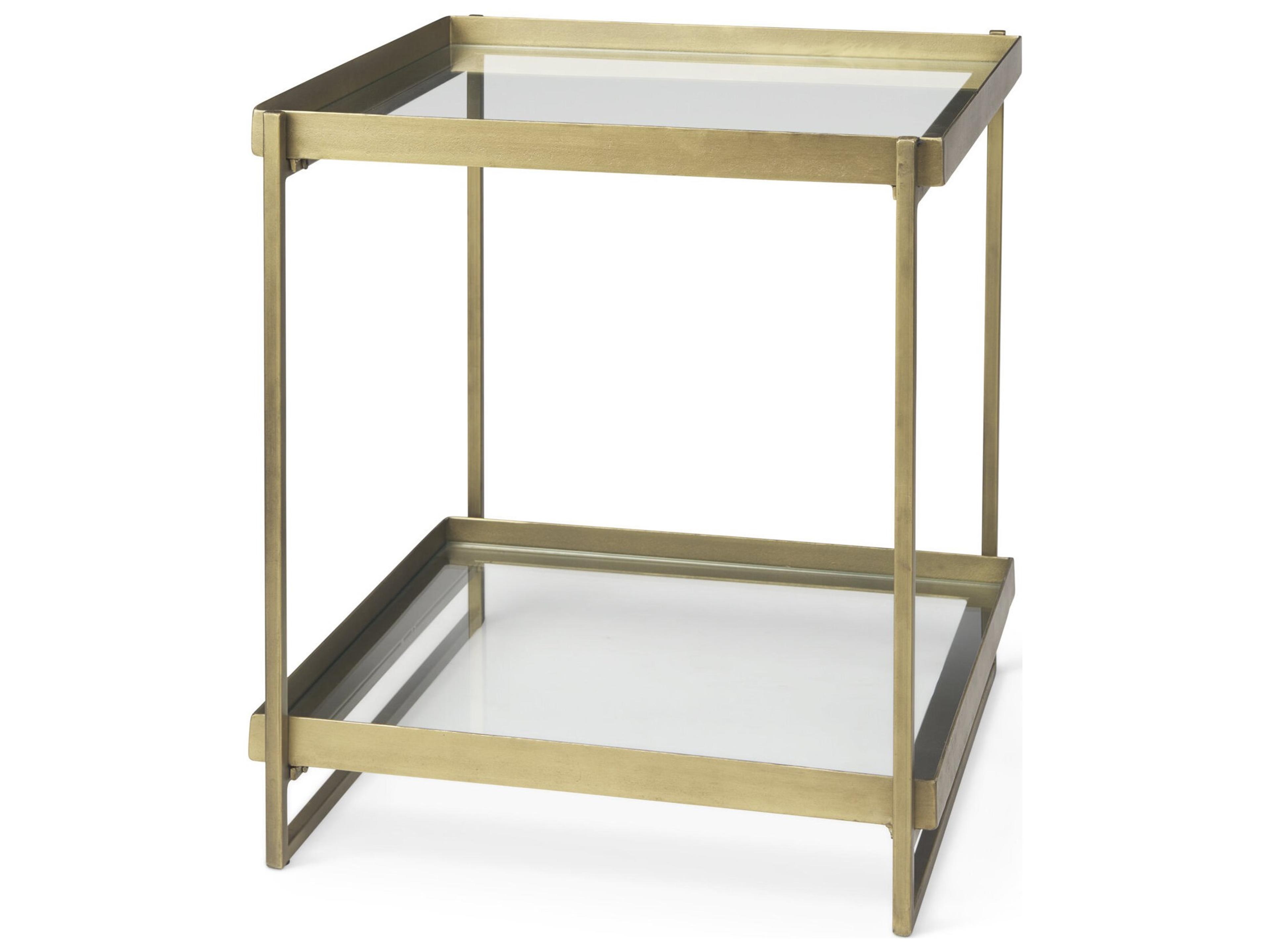 Trey Gold Metal W/Glass Accent Table