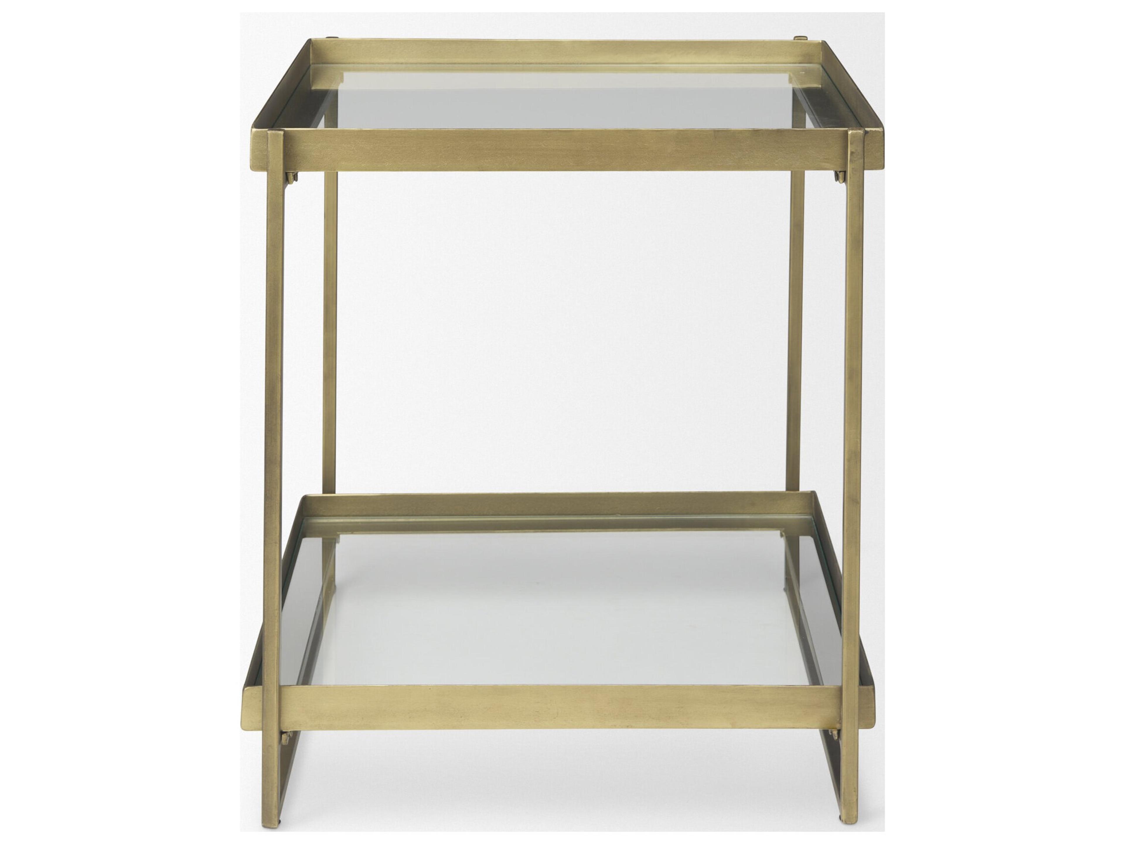 Mercana Trey Gold Metal W/Glass Accent Table