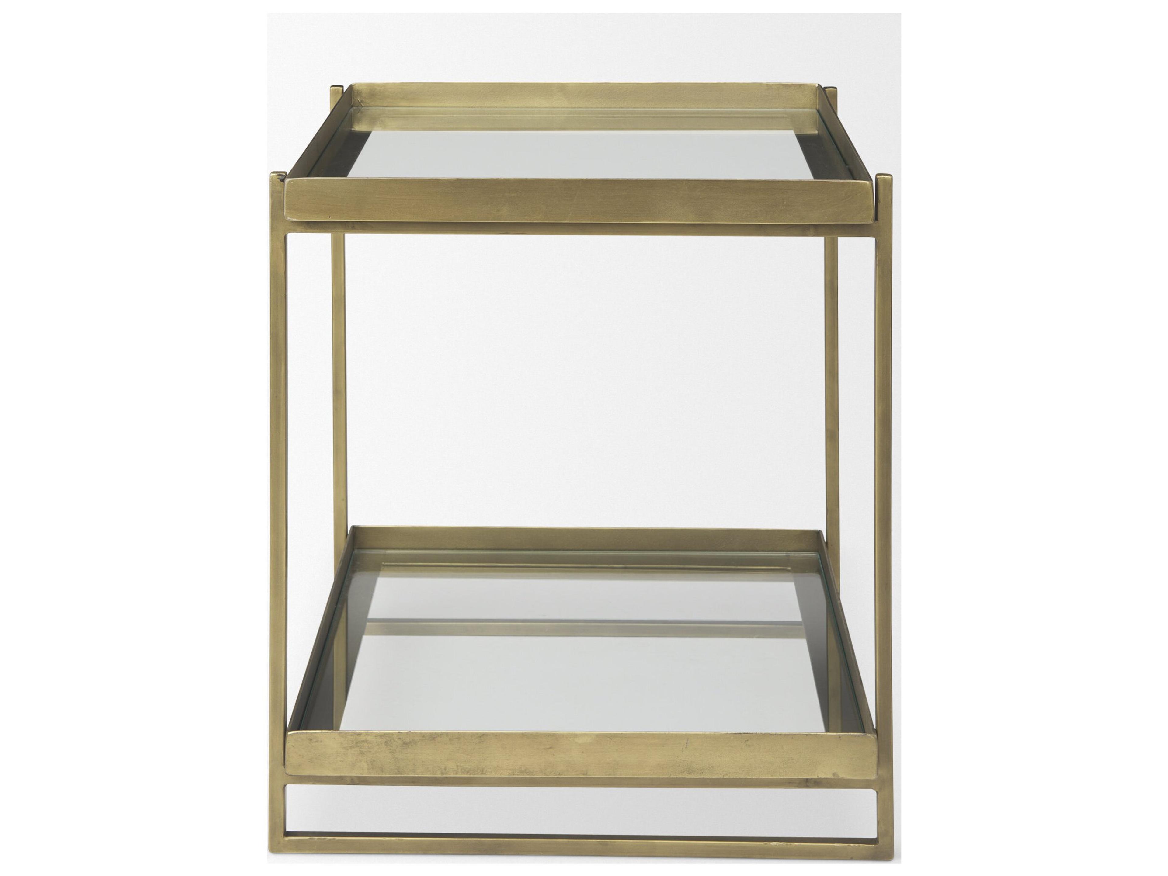 Mercana Trey Gold Metal W/Glass Accent Table