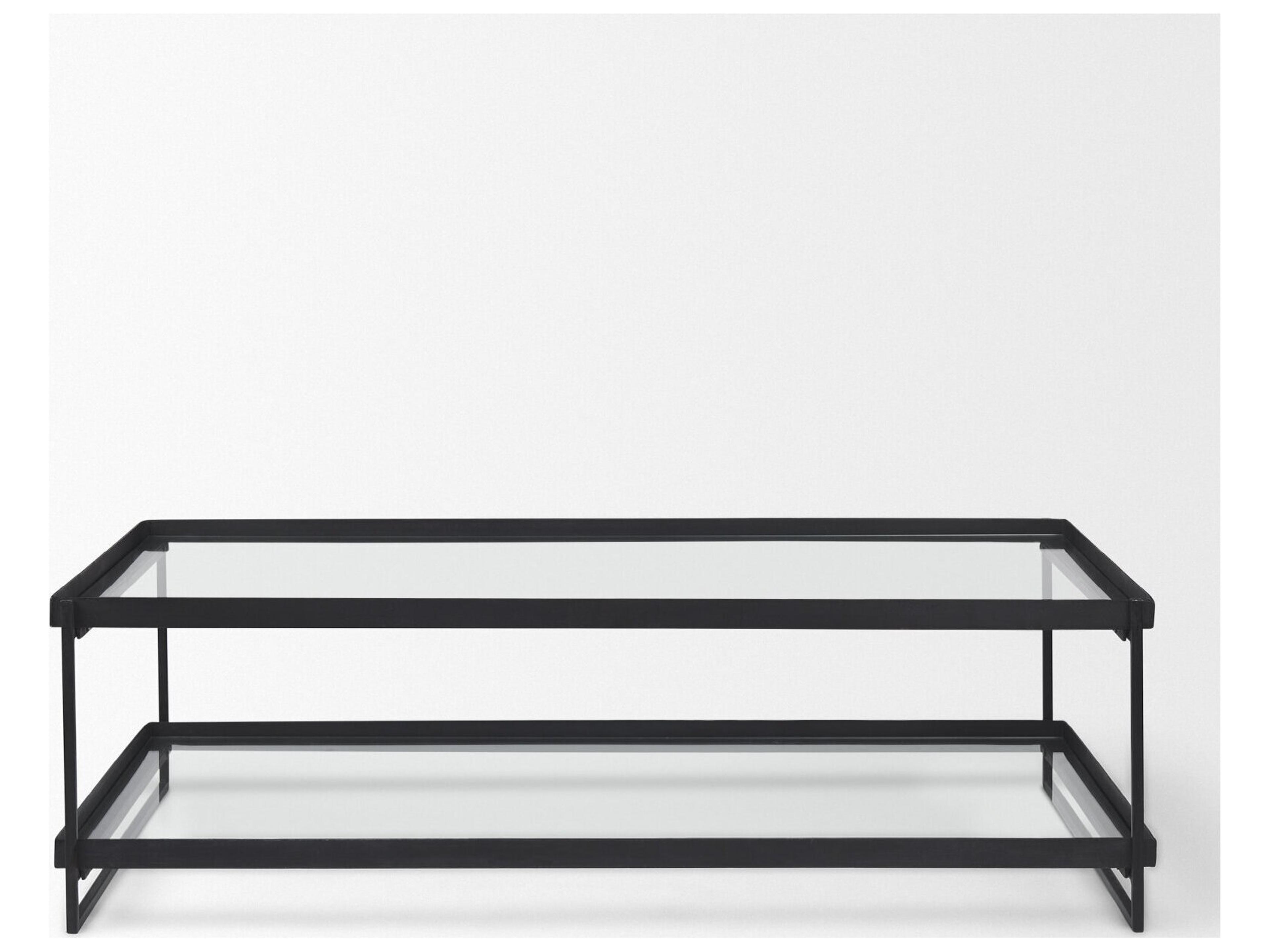 Mercana Trey 56"L x 32"W x 17"H Black Metal W/Glass Coffee Table
