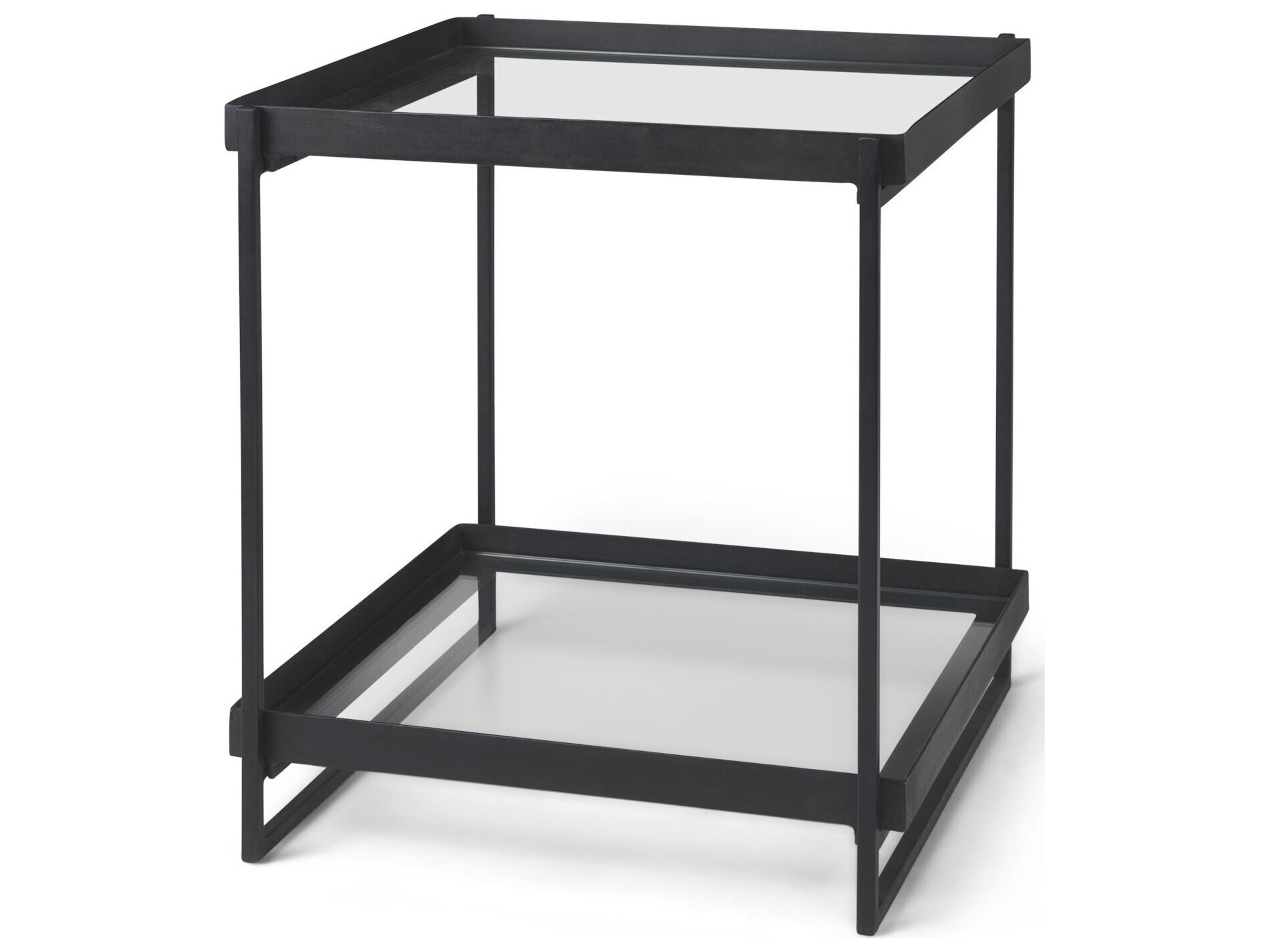 Trey Black Metal W/Glass Accent Table