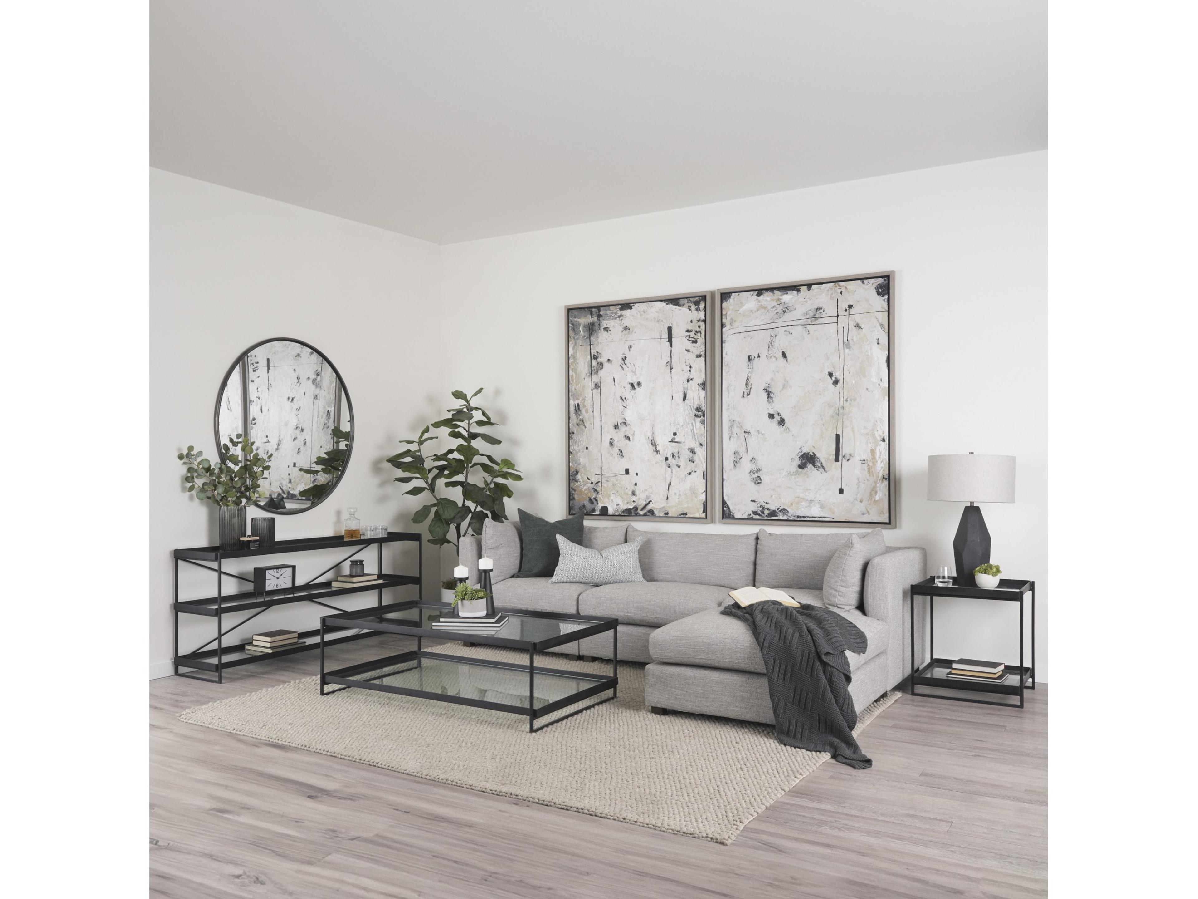 Mercana Trey Black Metal W/Glass Accent Table