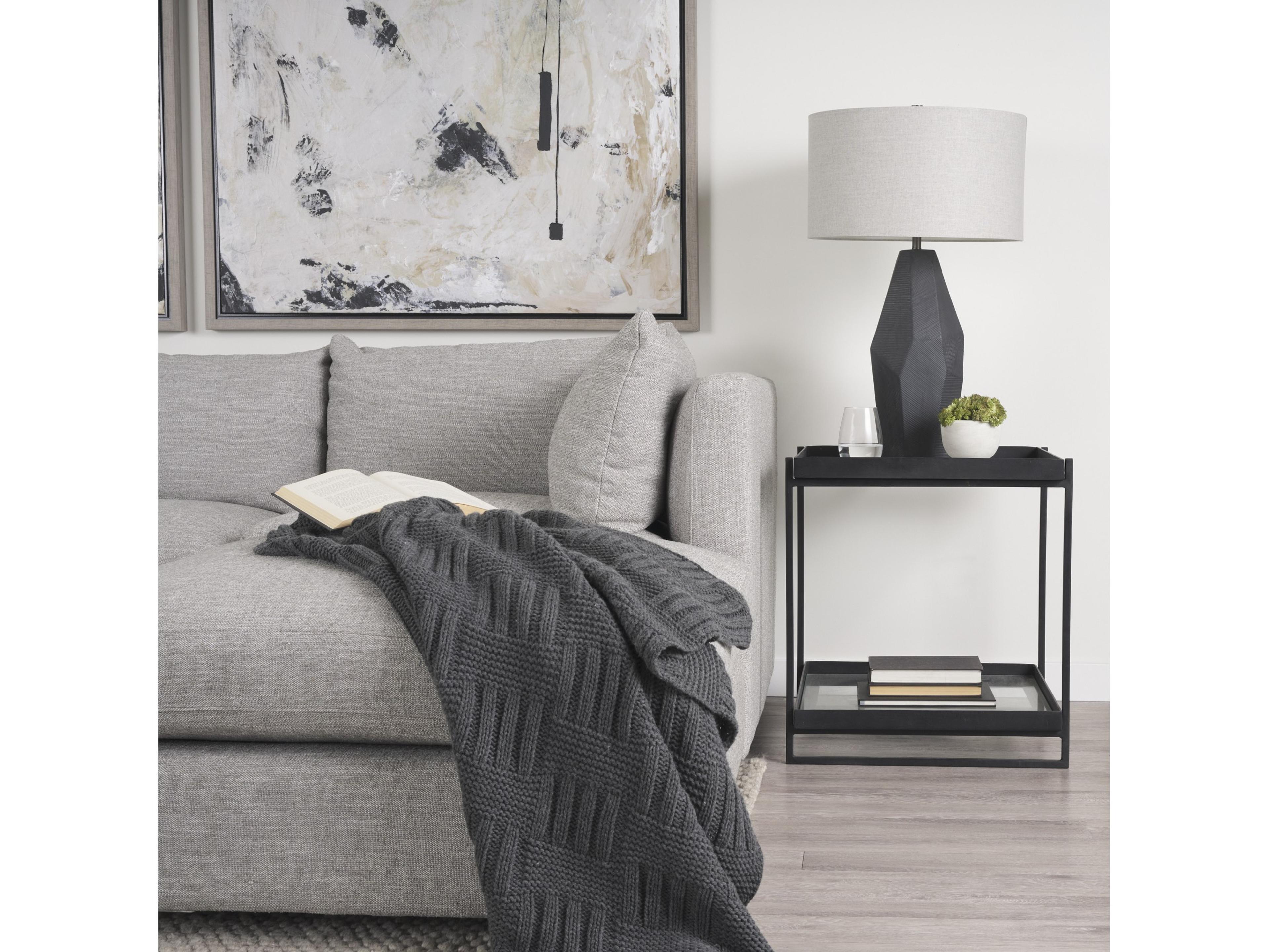 Mercana Trey Black Metal W/Glass Accent Table