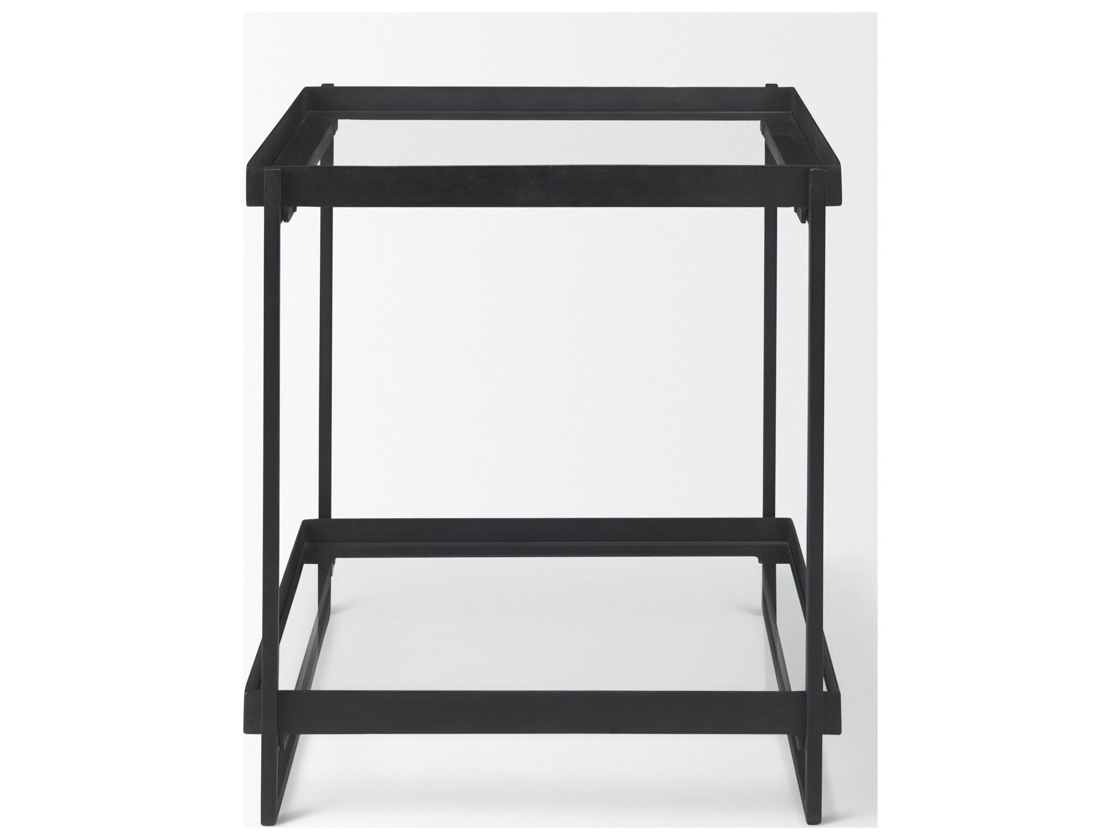 Mercana Trey Black Metal W/Glass Accent Table