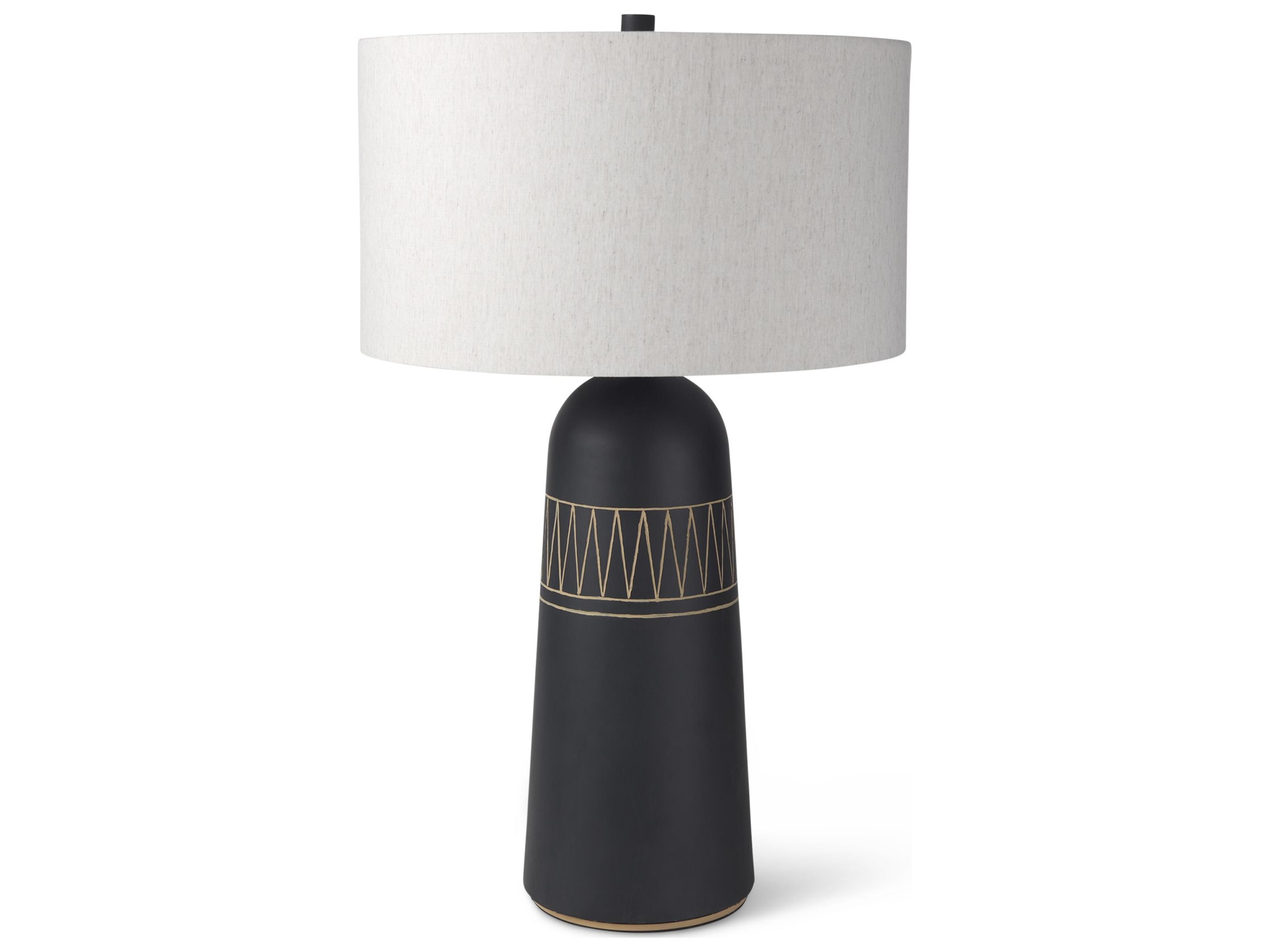 Javier 18.0L x 18.0W x 30.75H Black Base W/Cream Fabric Shade Table Lamp
