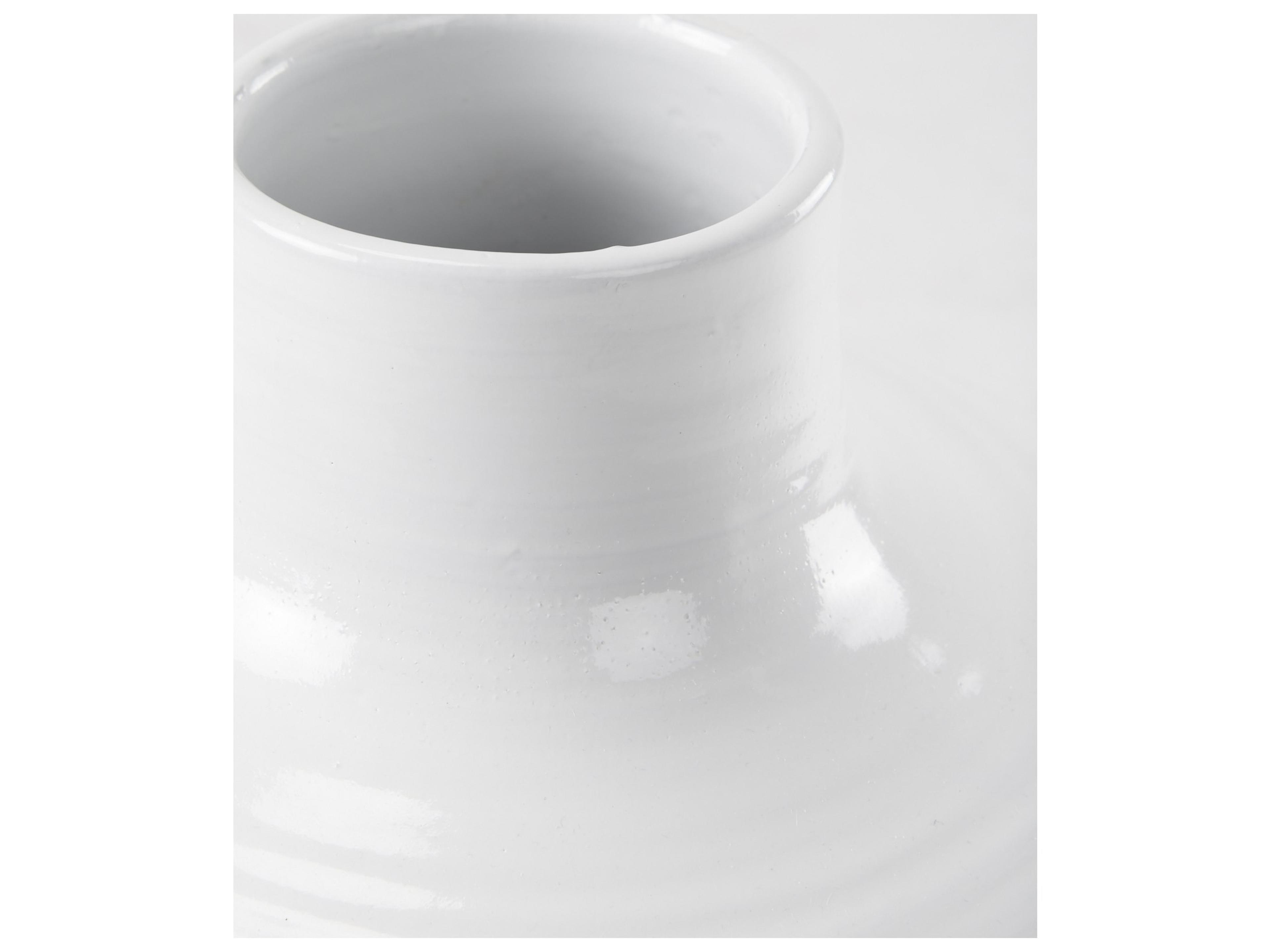 Mercana Amos 18.5L x 18.5W x 24.4H White and Dark Beige Color Blocked Ceramic Floor Vase