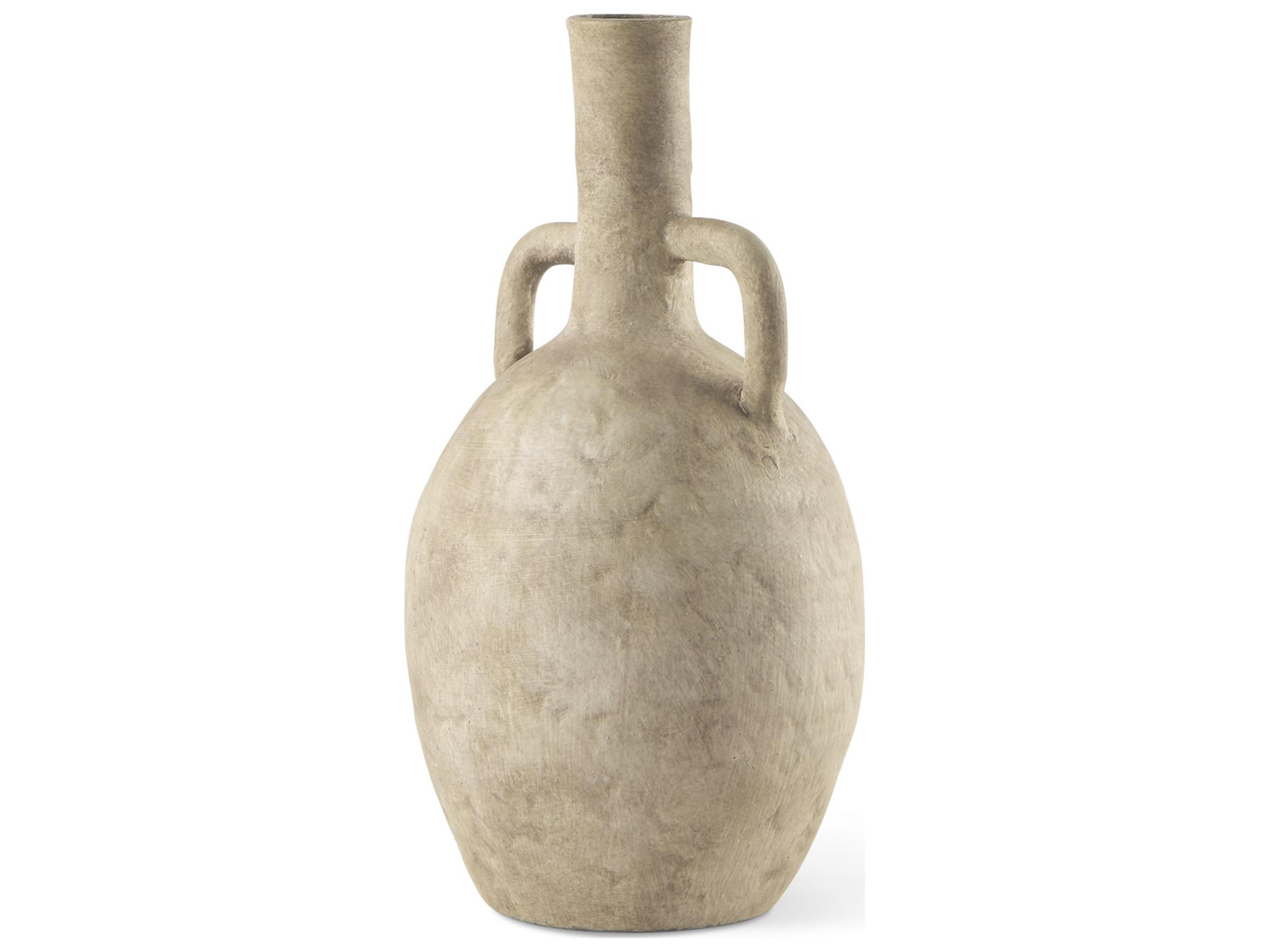 Zenni 6.1L x 6.1W x 12.0H Warm Beige Ceramic Vase