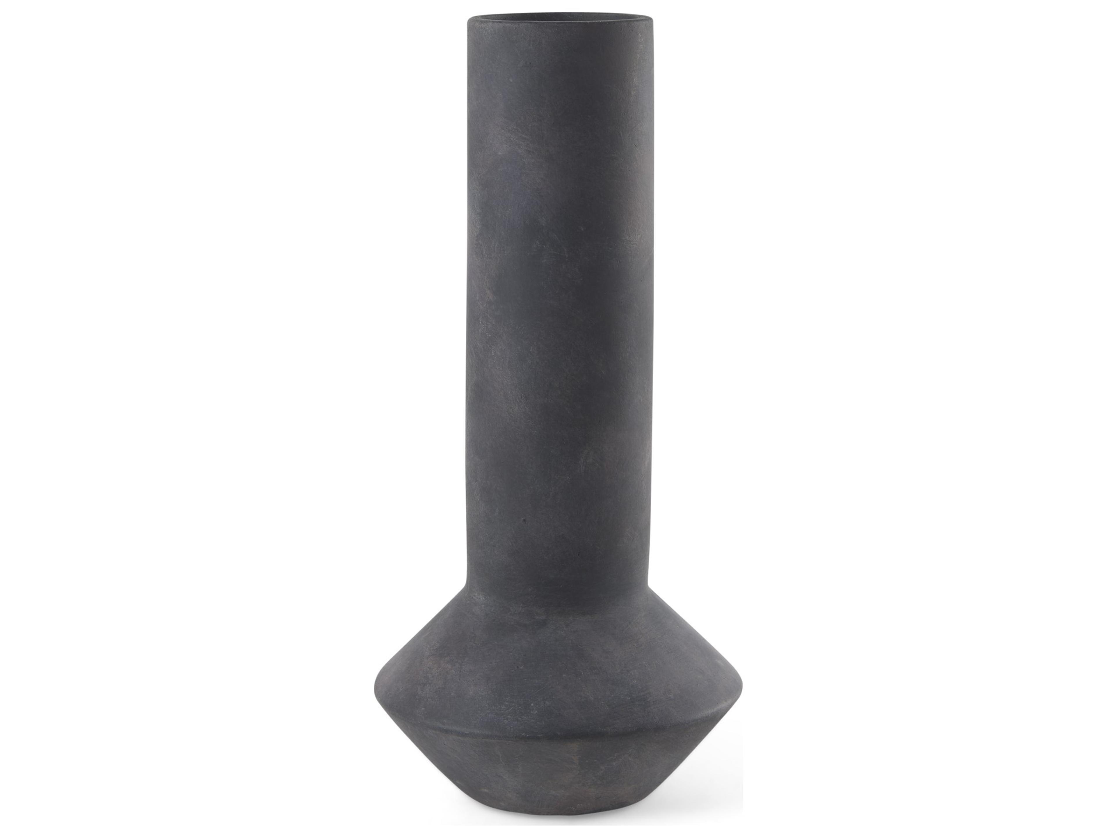 Esme 7.1L x 7.1W x 15.0H Dark Gray Ceramic Vase