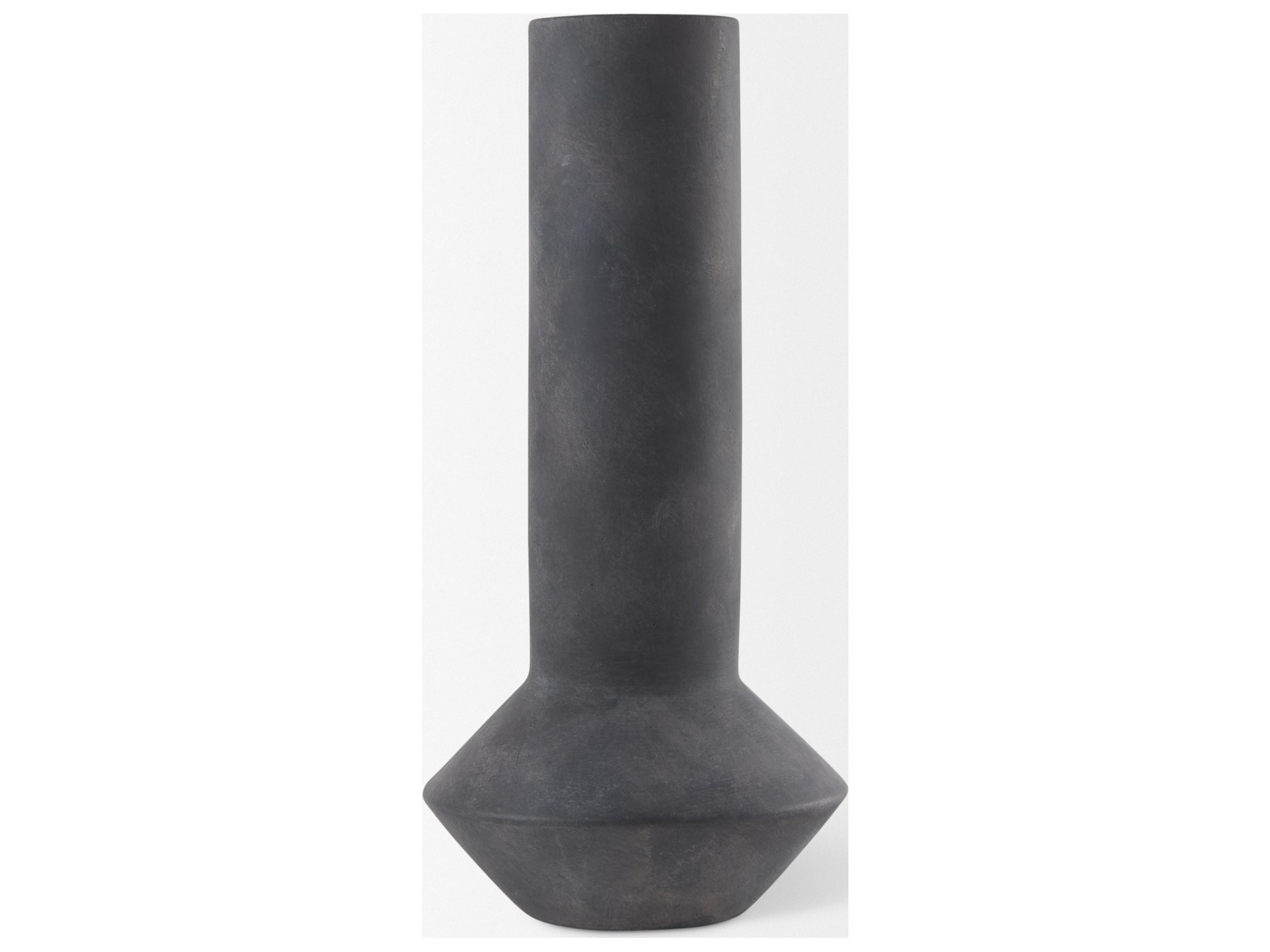 Mercana Esme 7.1L x 7.1W x 15.0H Dark Gray Ceramic Vase
