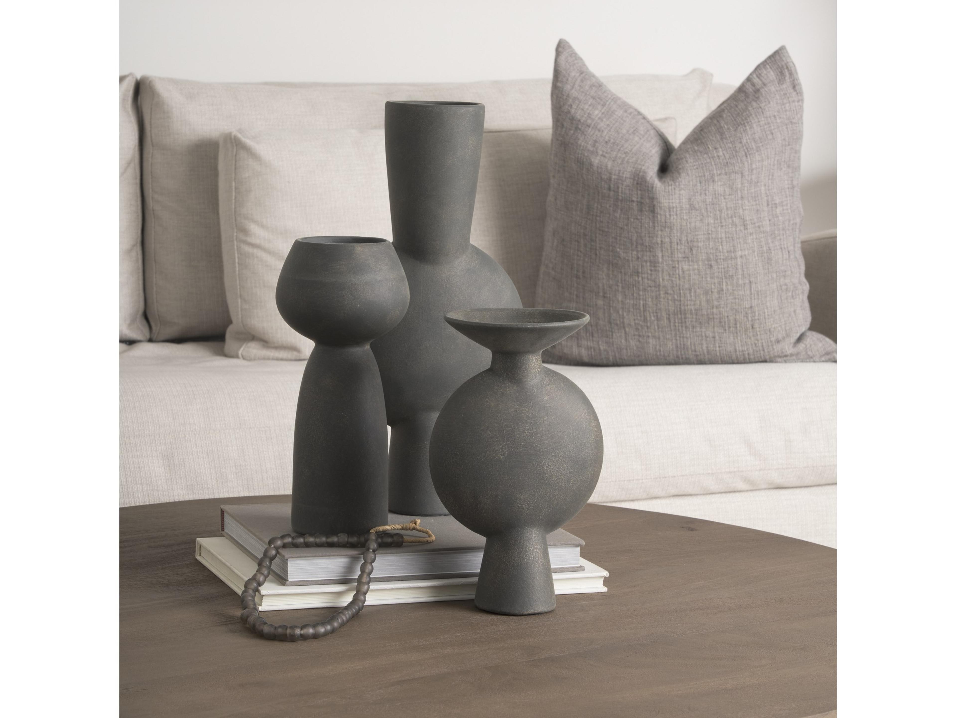 Mercana Kaz 8.3L x 3.9W x 16.7H Earthy Brown Ceramic Vase