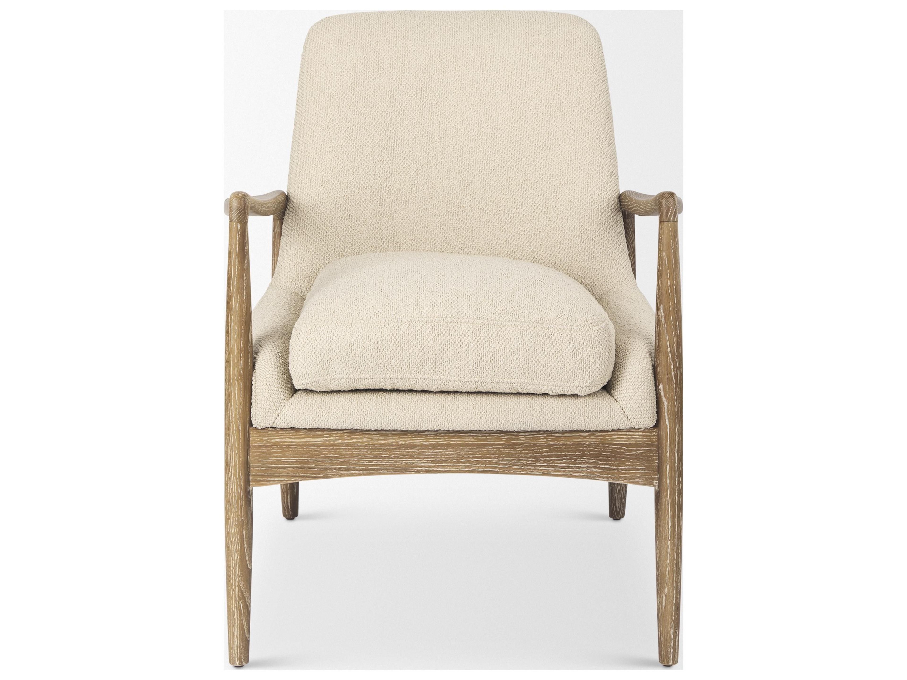 Mercana Westan Cream Boucle Fabric W/Light Brown Wood Accent Chair