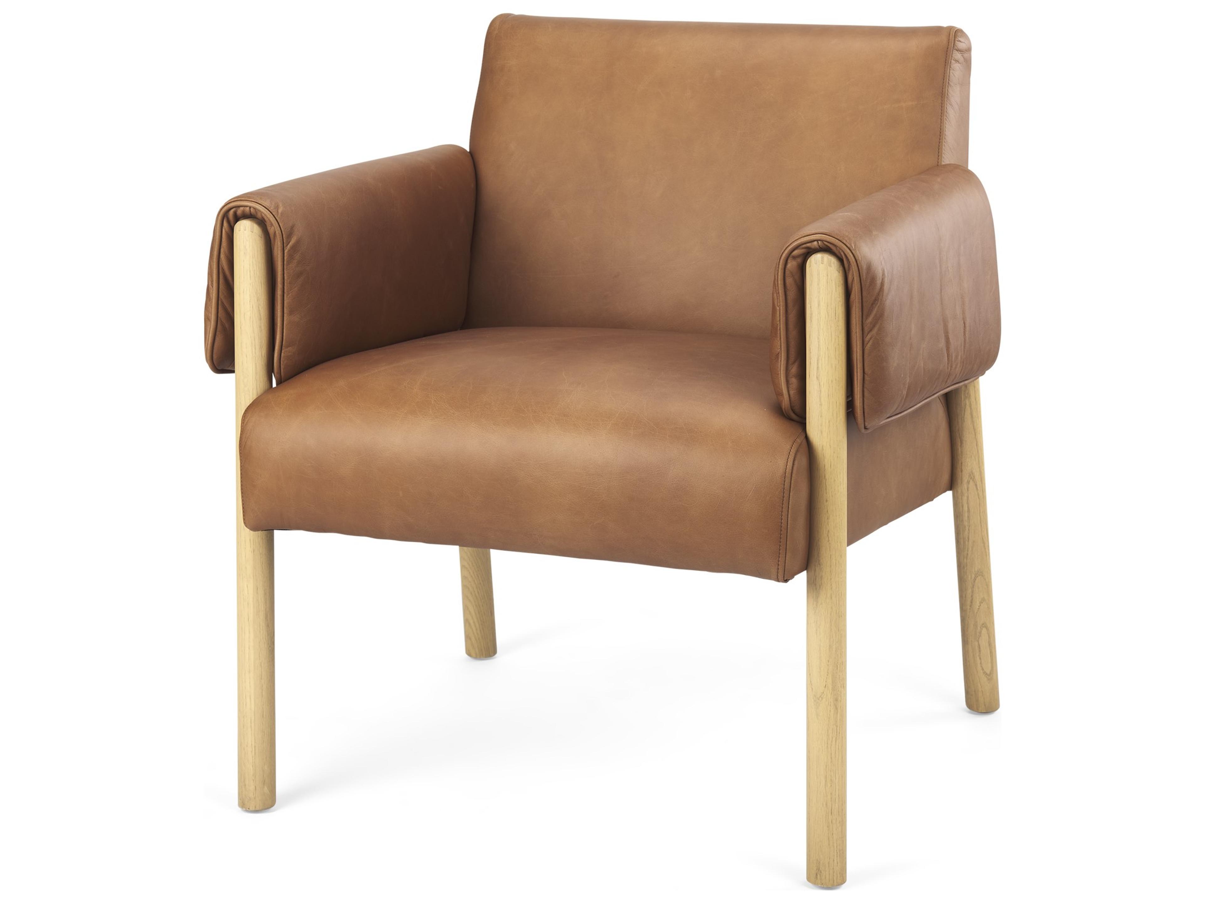 Ashton Brown Leather w/ Light Wood Accent Chair