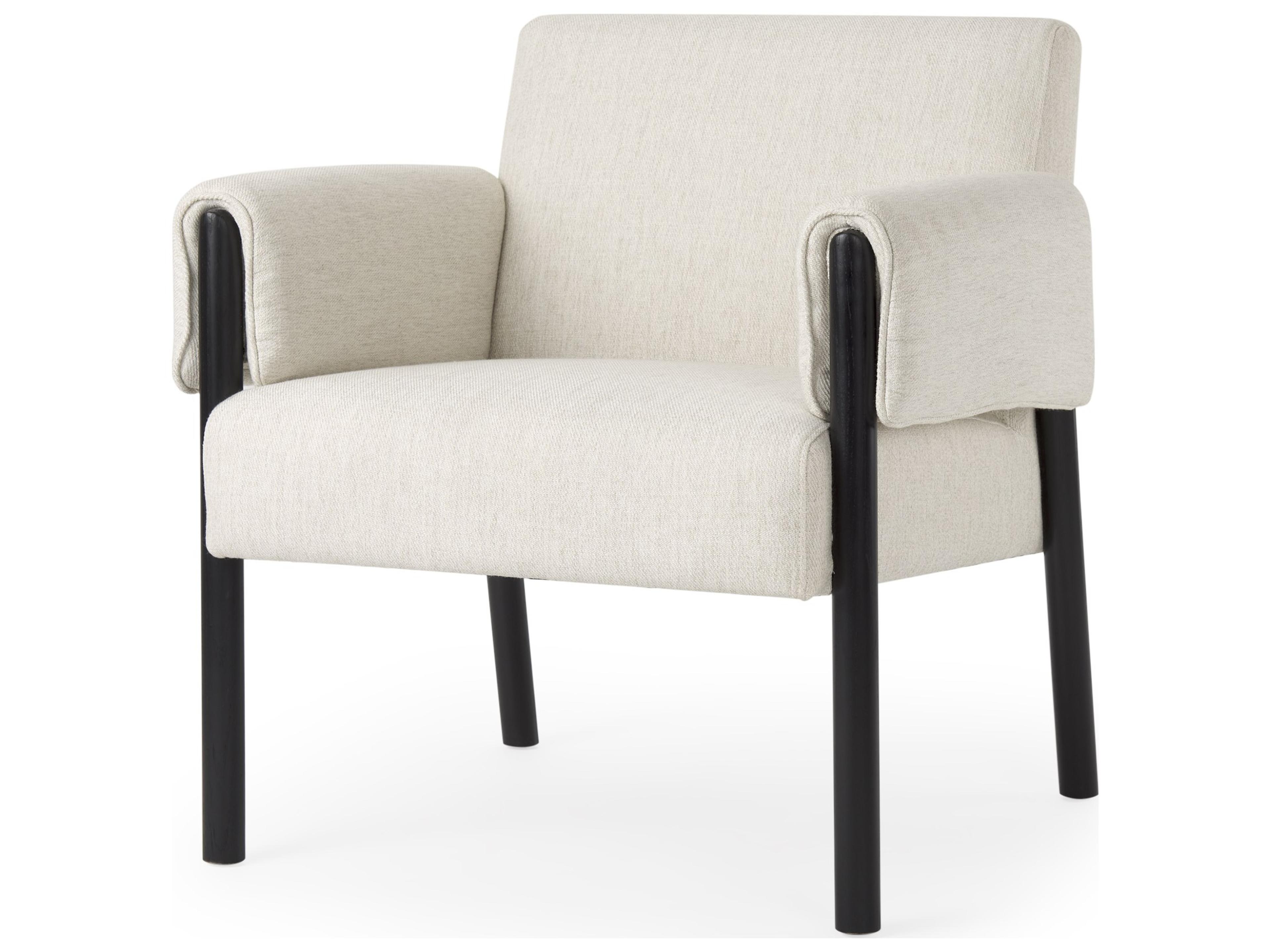 Ashton Beige Twill Fabric w/ Black Wood Accent Chair