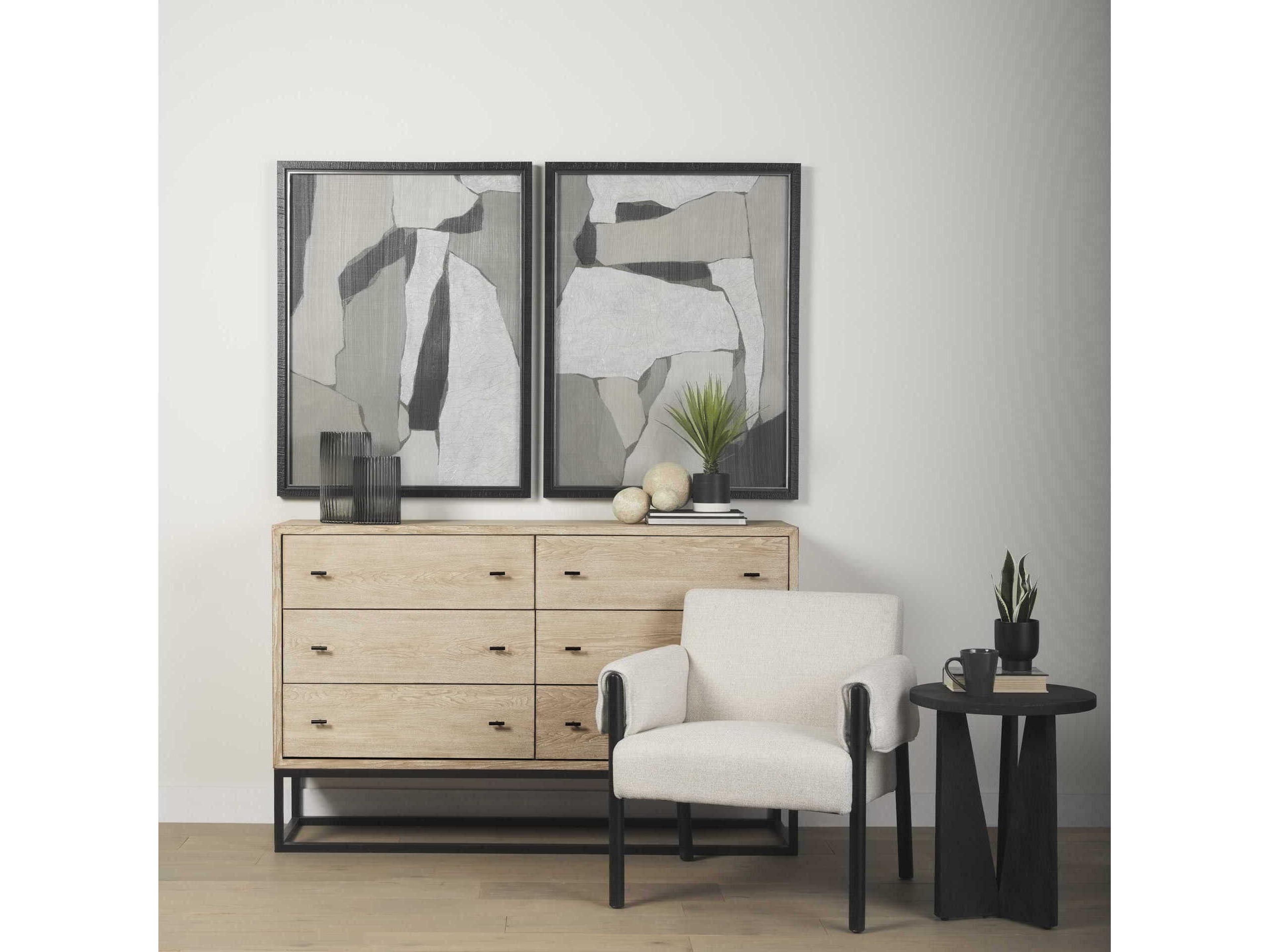 Mercana Ashton Beige Twill Fabric w/ Black Wood Accent Chair