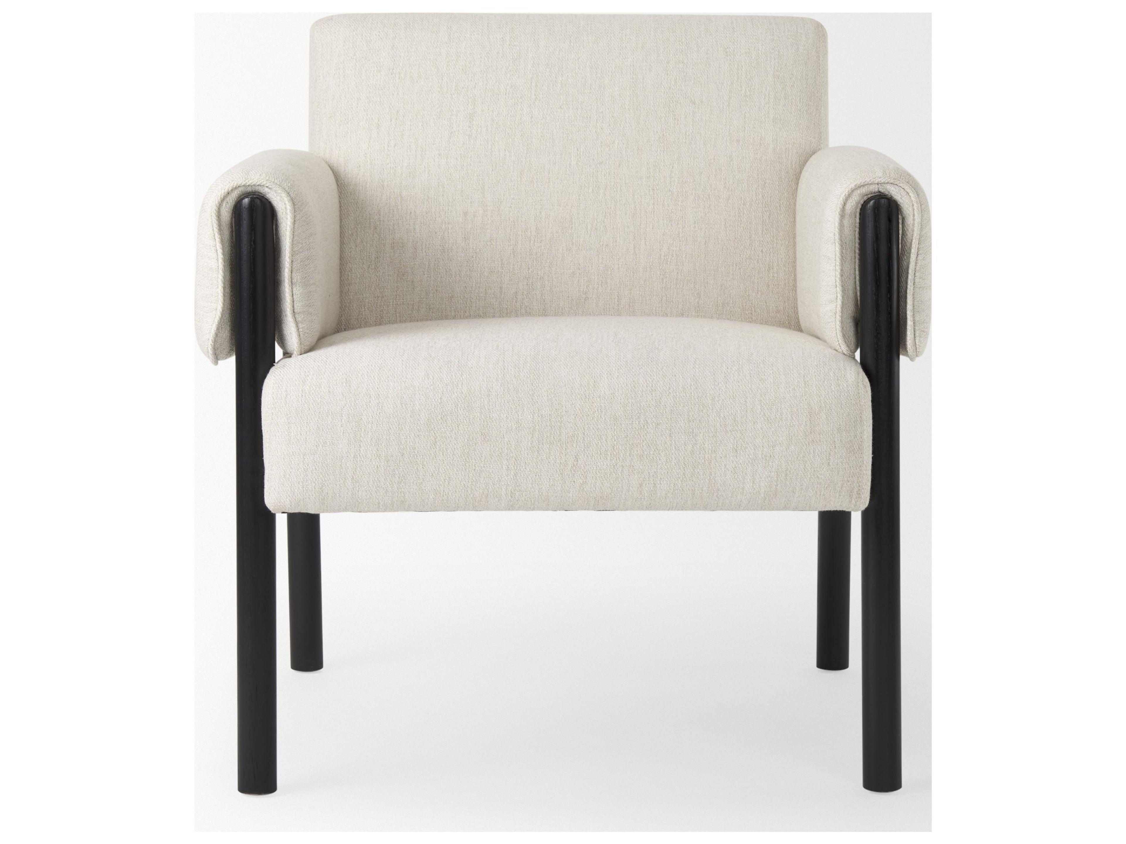 Mercana Ashton Beige Twill Fabric w/ Black Wood Accent Chair