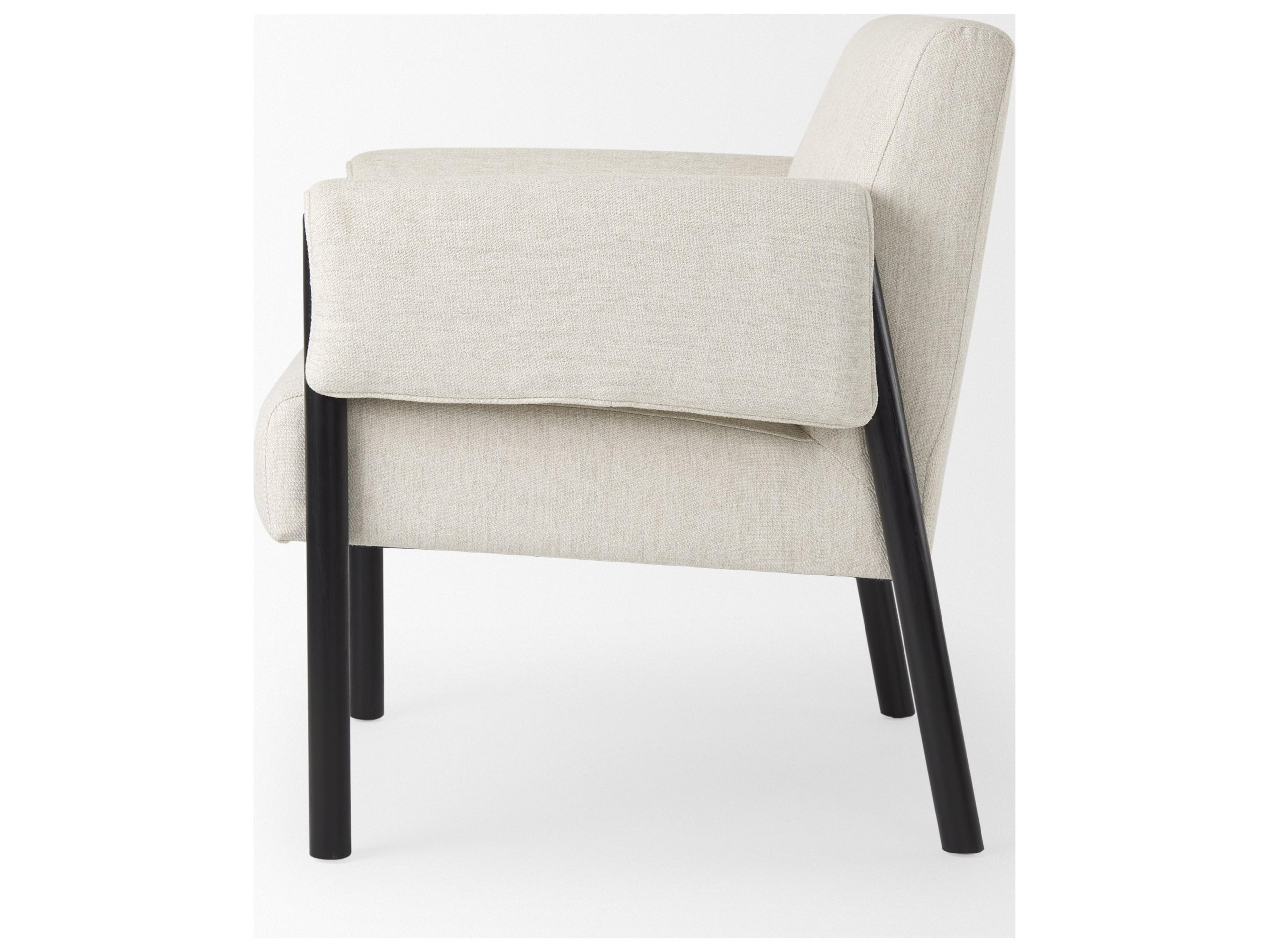Mercana Ashton Beige Twill Fabric w/ Black Wood Accent Chair