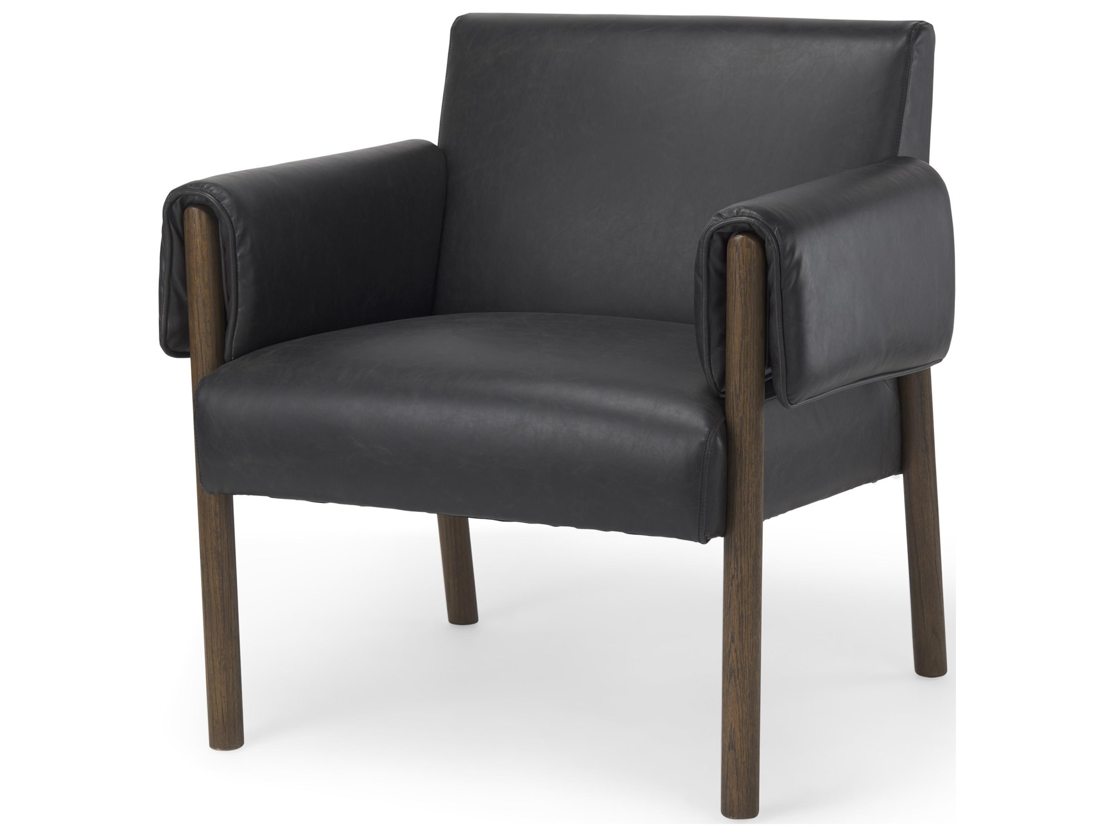 Ashton Black Faux Leather w/ Dark Brown Wood Accent Chair