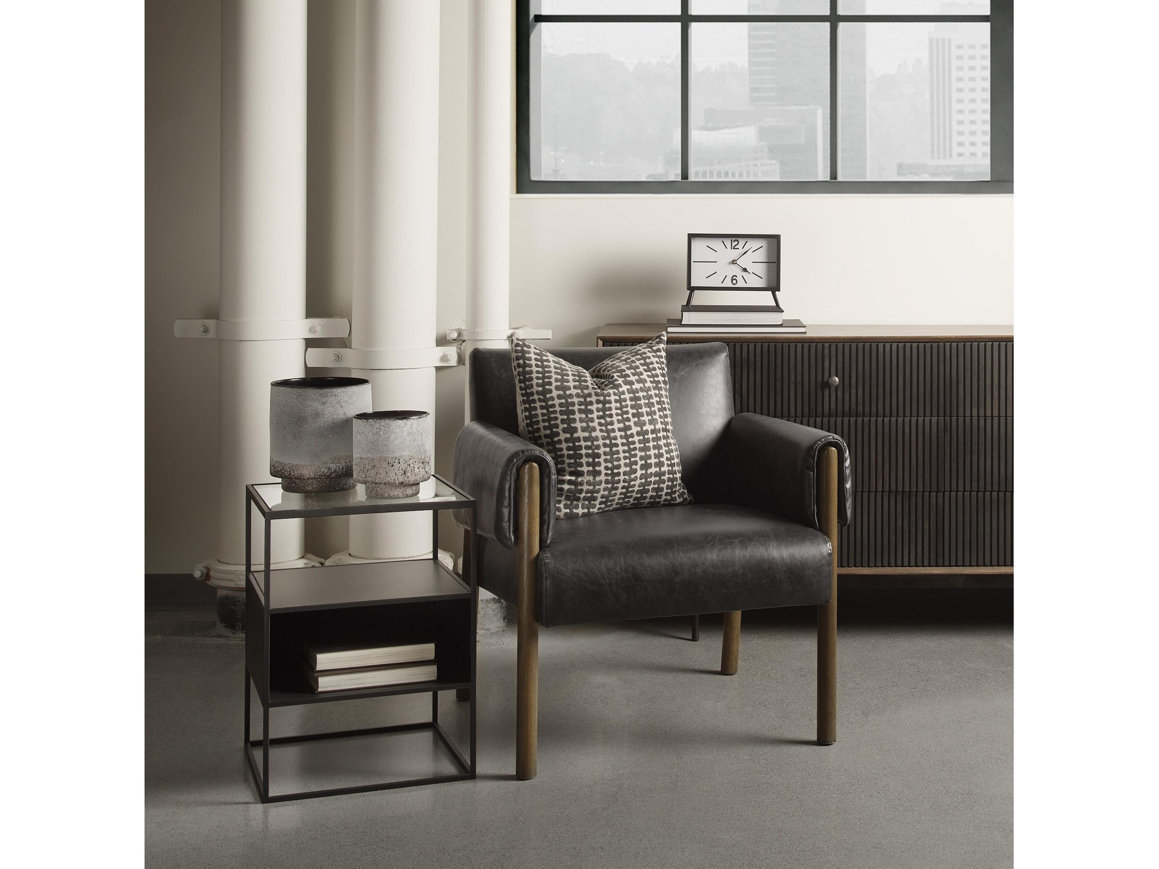 Mercana Ashton Black Faux Leather w/ Dark Brown Wood Accent Chair