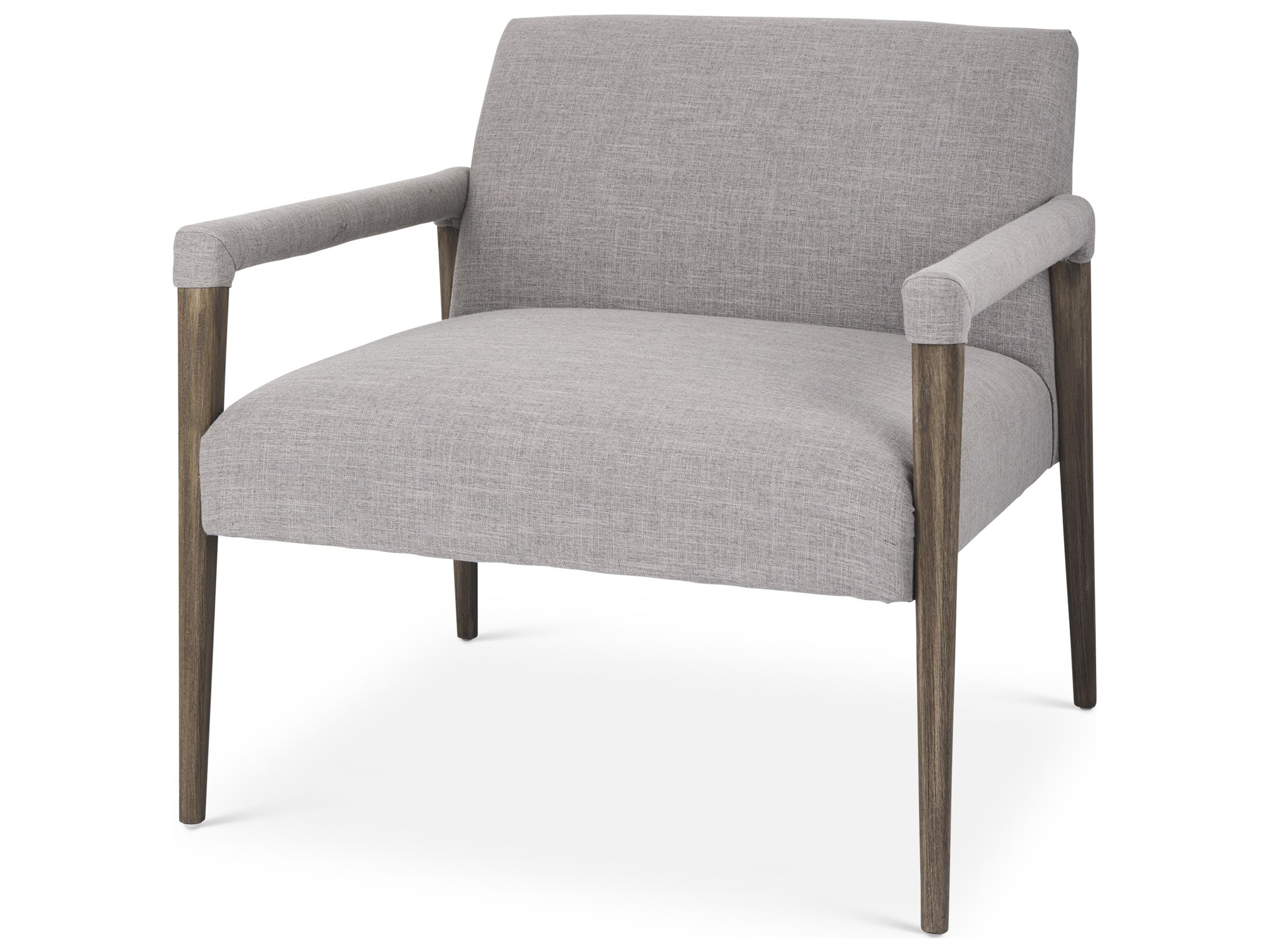 Palisades Gray Fabric w/ Brown Wood Frame Accent Chair