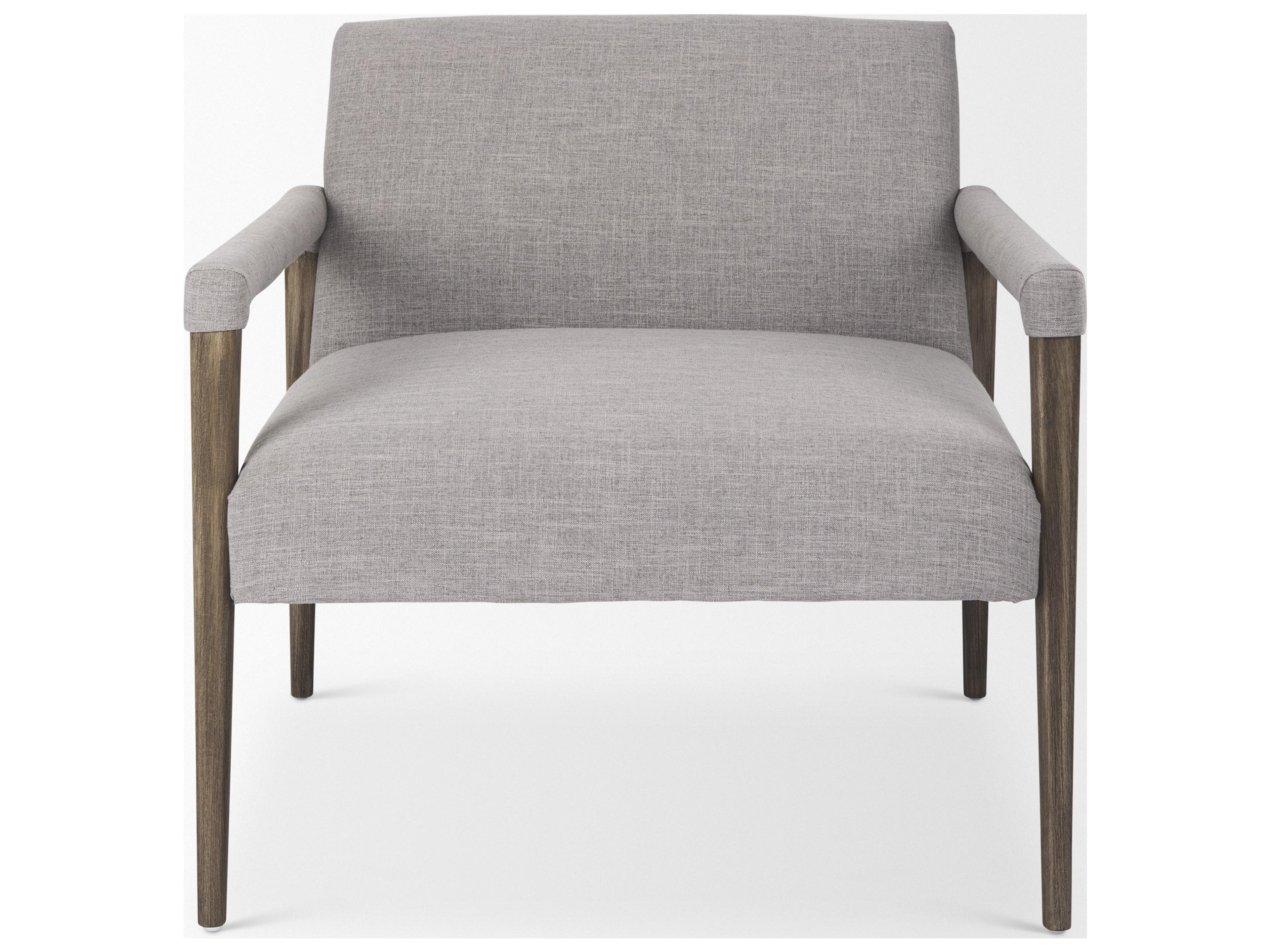 Mercana Palisades Gray Fabric w/ Brown Wood Frame Accent Chair