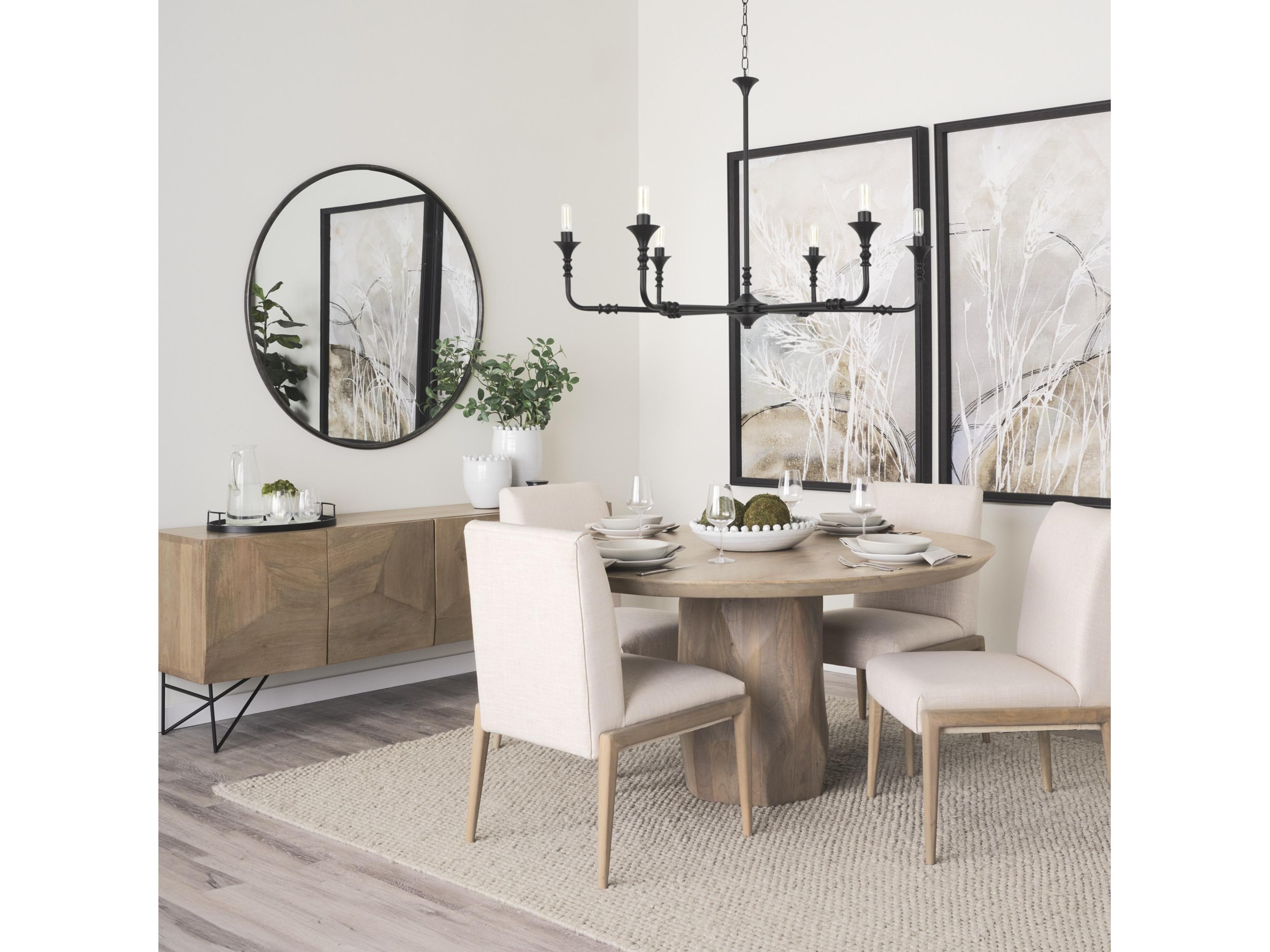 Mercana Palisades Cream Upholstery w/ Solid Wood Armless Dining Chair