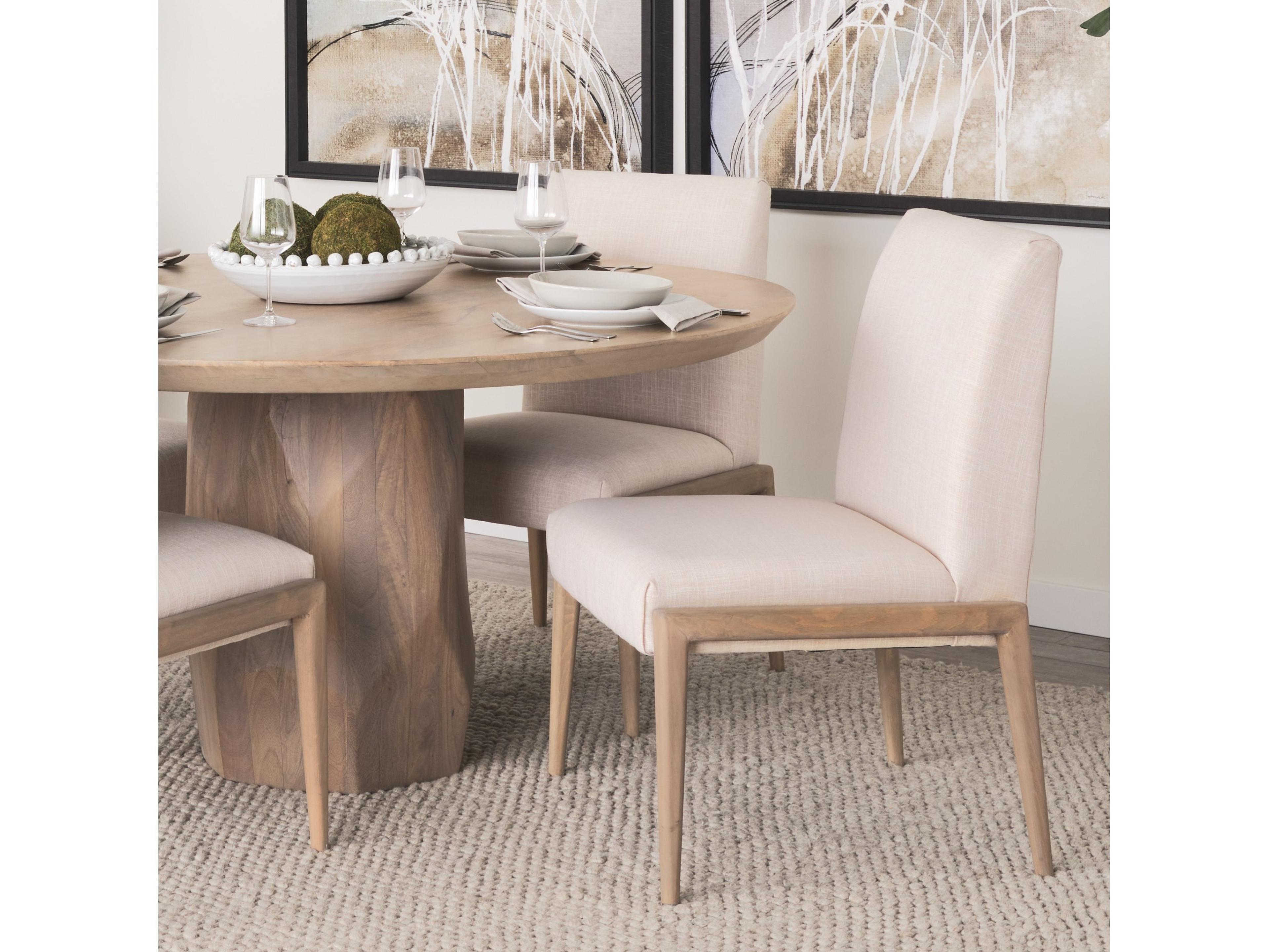 Mercana Palisades Cream Upholstery w/ Solid Wood Armless Dining Chair