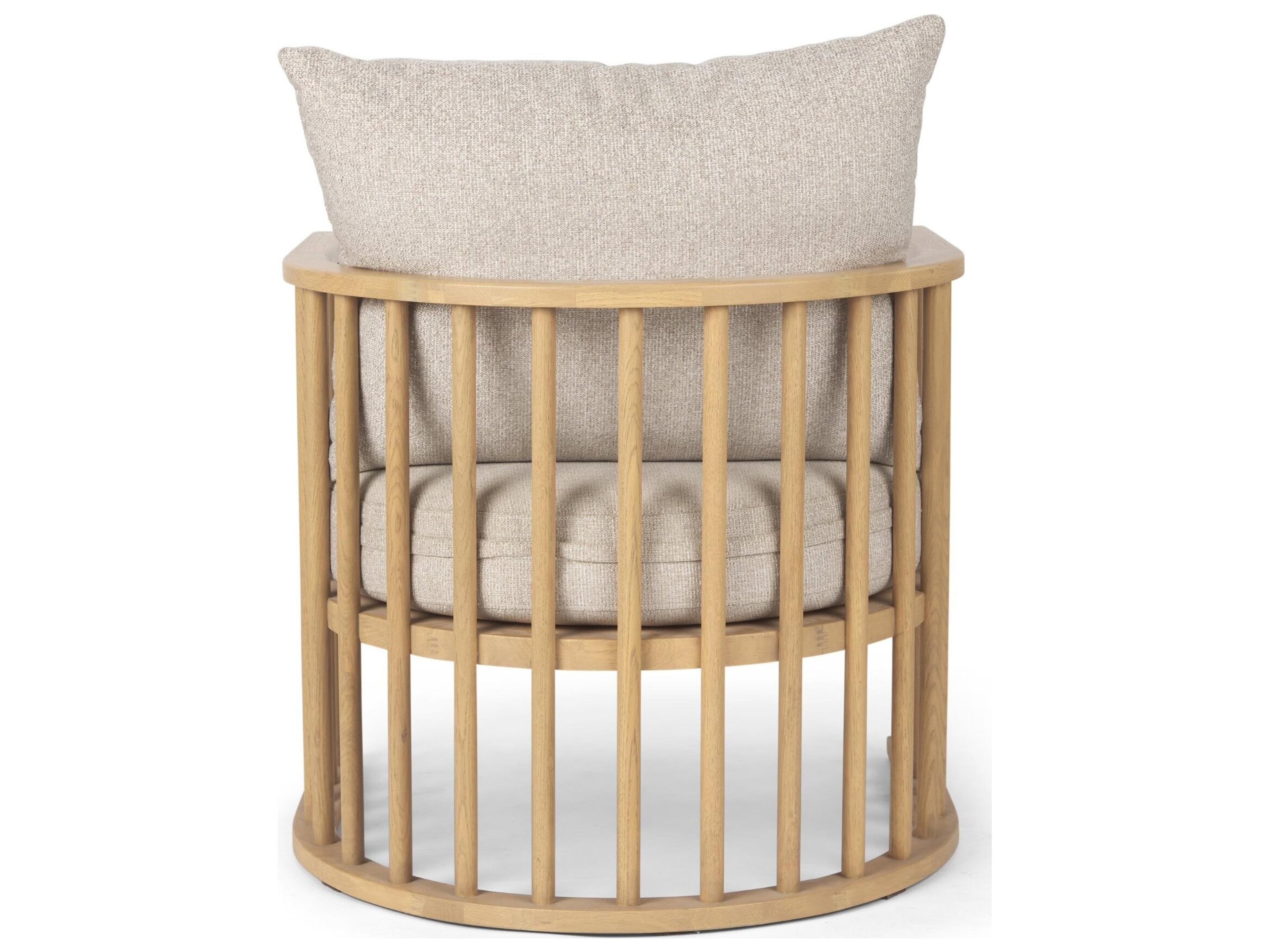 Mercana Kopari Beige Fabric W/Light Brown Wood Accent Chair