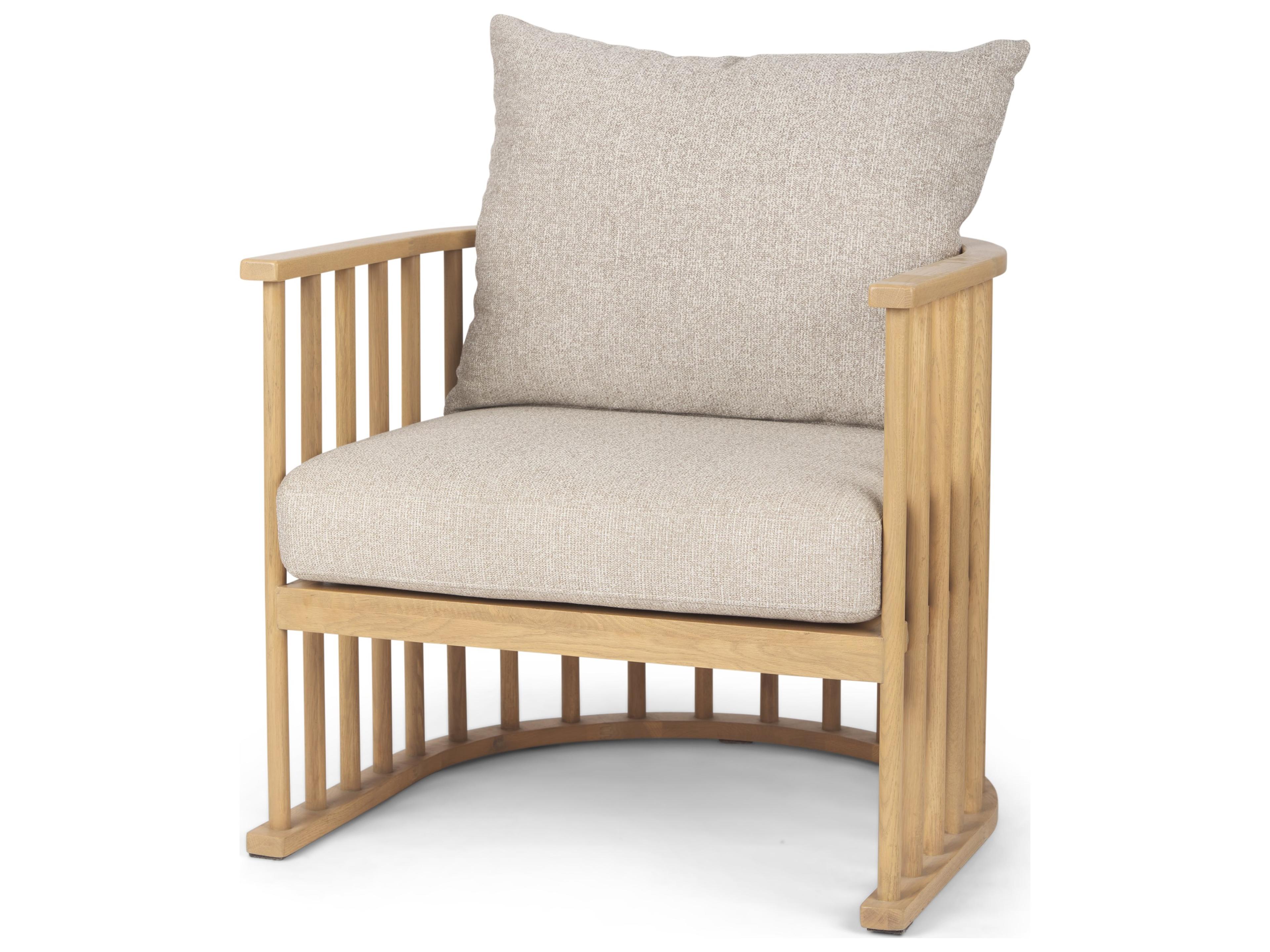 Kopari Beige Fabric W/Light Brown Wood Accent Chair