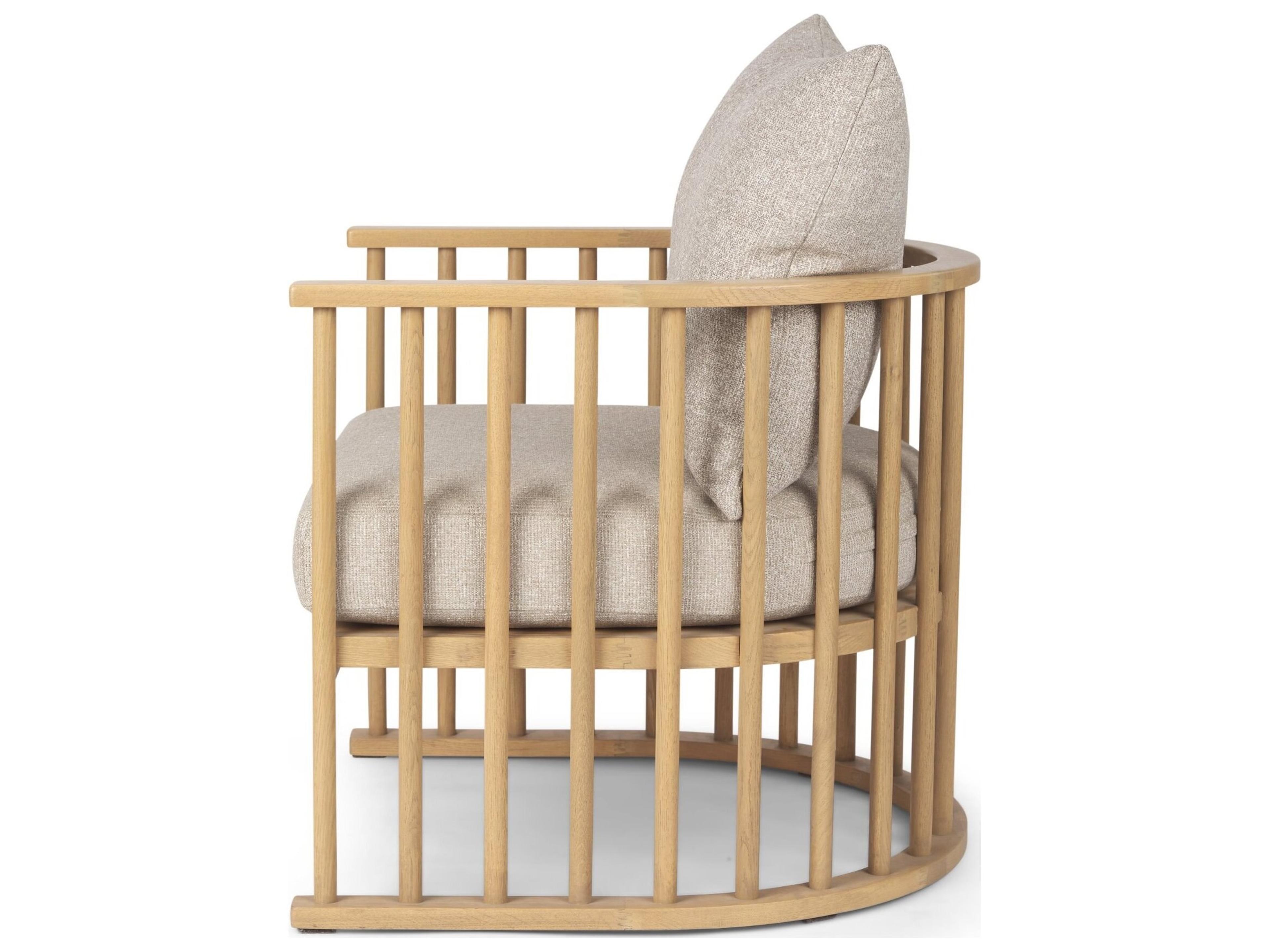 Mercana Kopari Beige Fabric W/Light Brown Wood Accent Chair