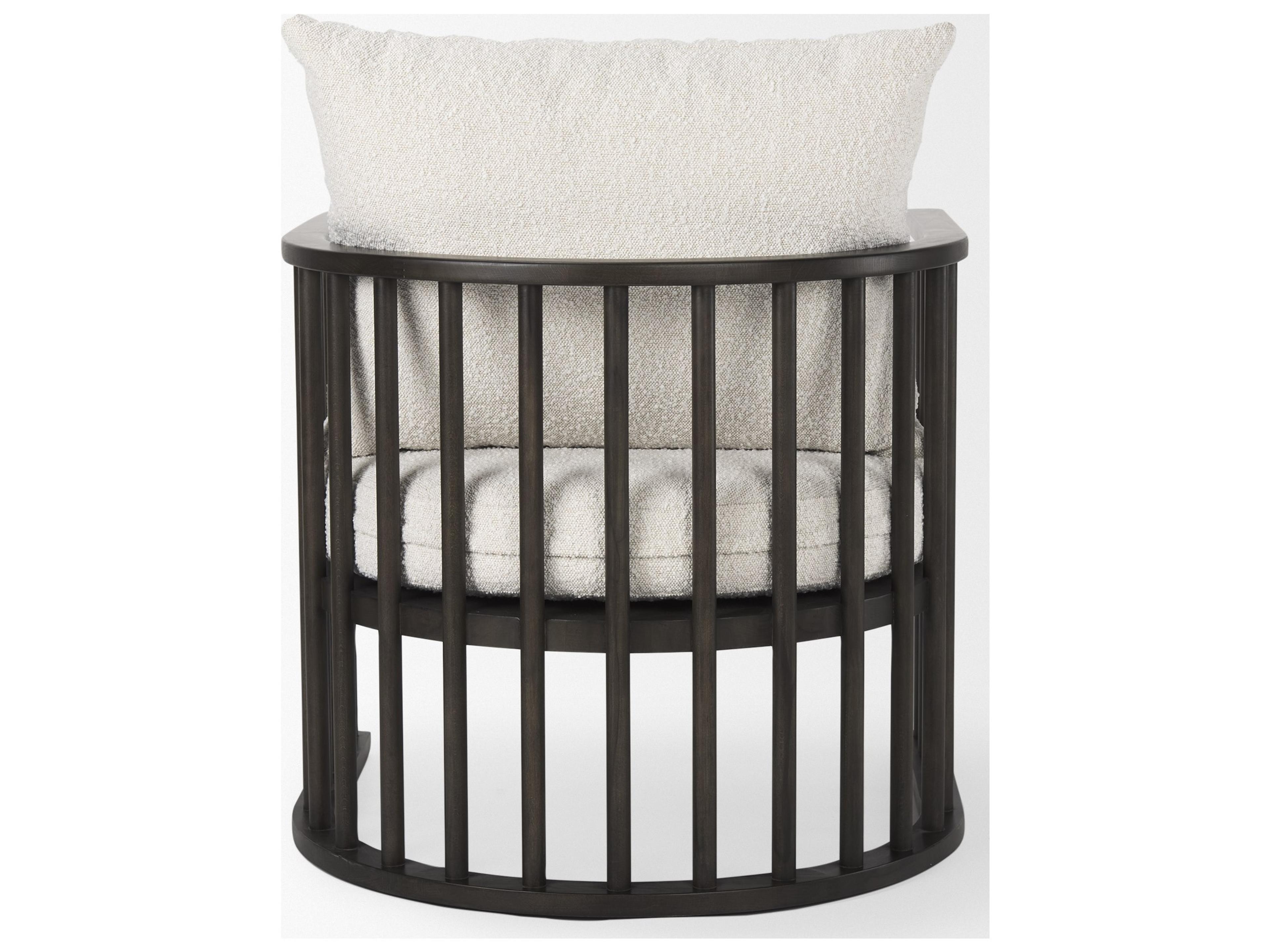 Mercana Kopari 30.1L x 30.5W x 37.2H White Boucle Fabric W/Dark Brown Wood Accent Chair