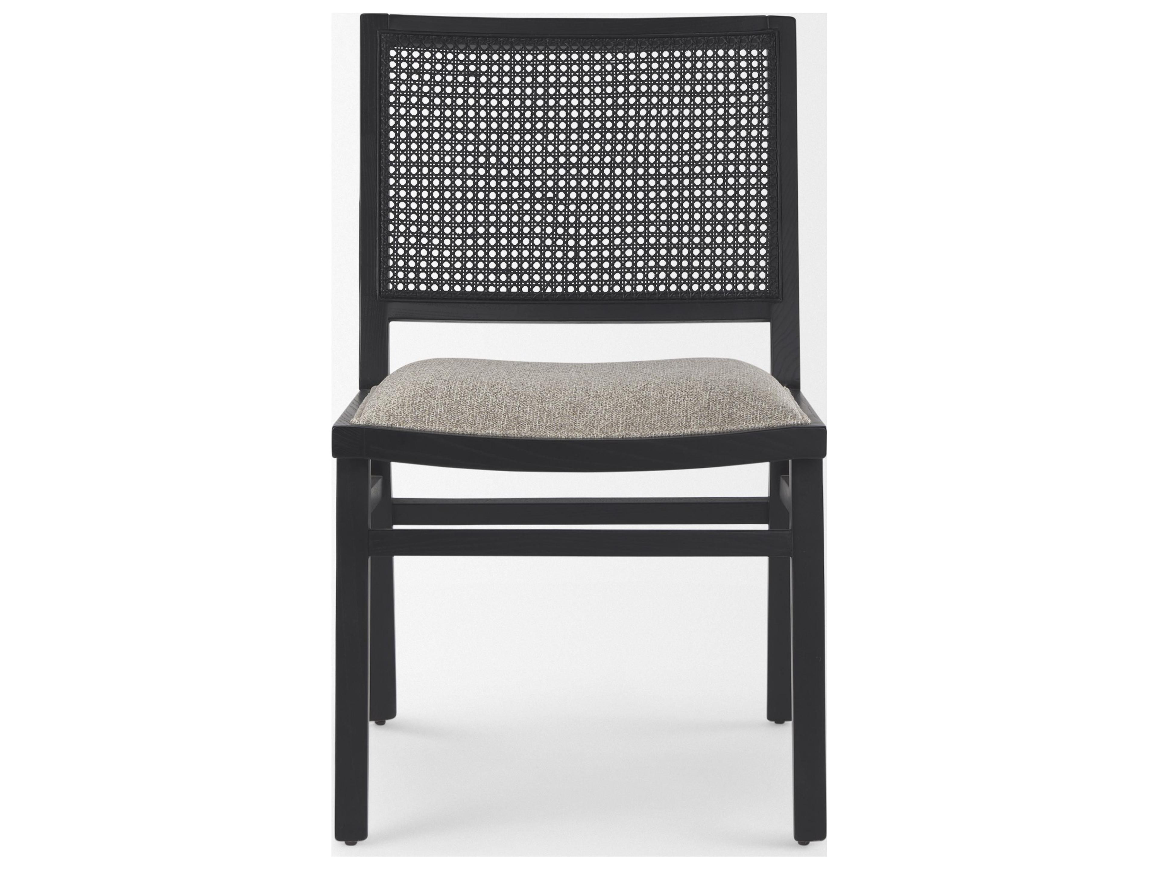Mercana Wynn 20.5L x 24.6W x 34.1H Beige Fabric W/Black Wood Dining Chair