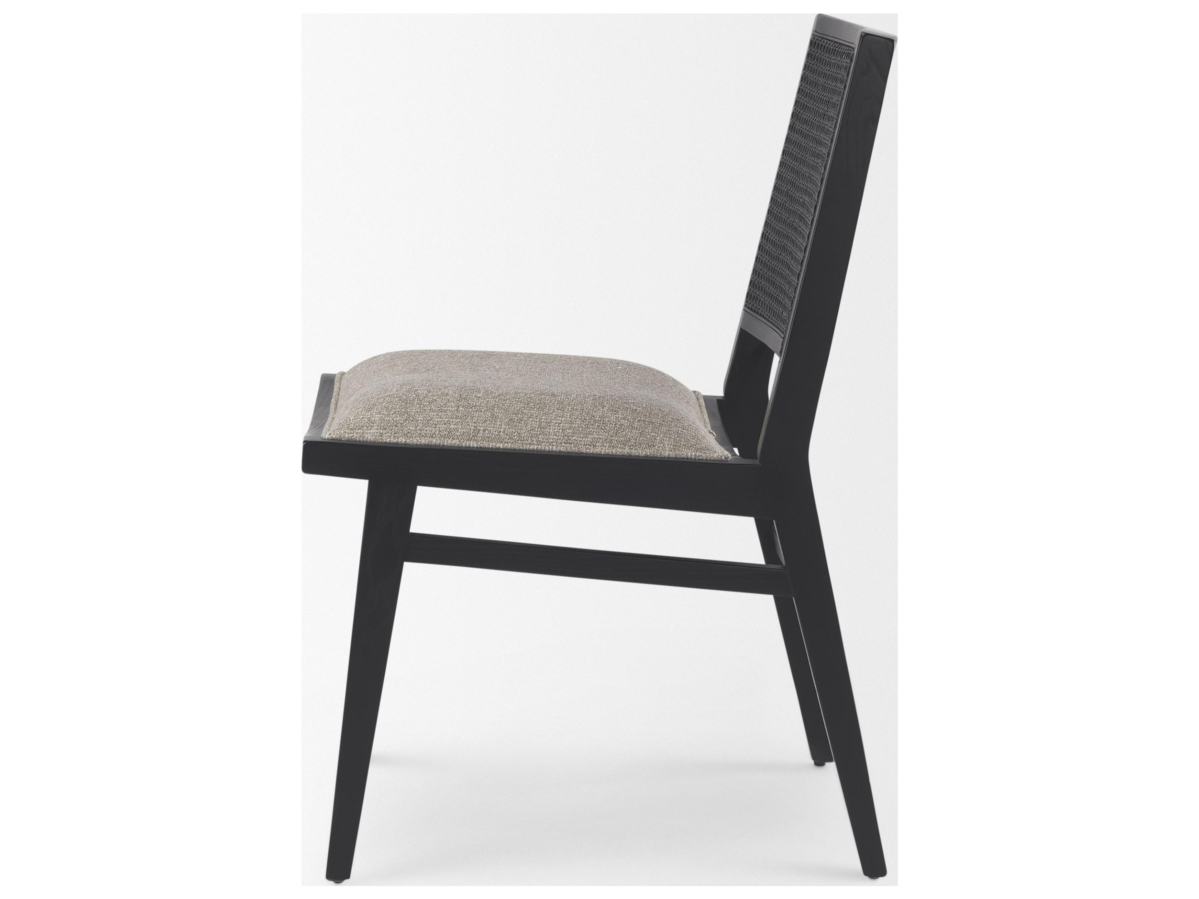 Mercana Wynn 20.5L x 24.6W x 34.1H Beige Fabric W/Black Wood Dining Chair