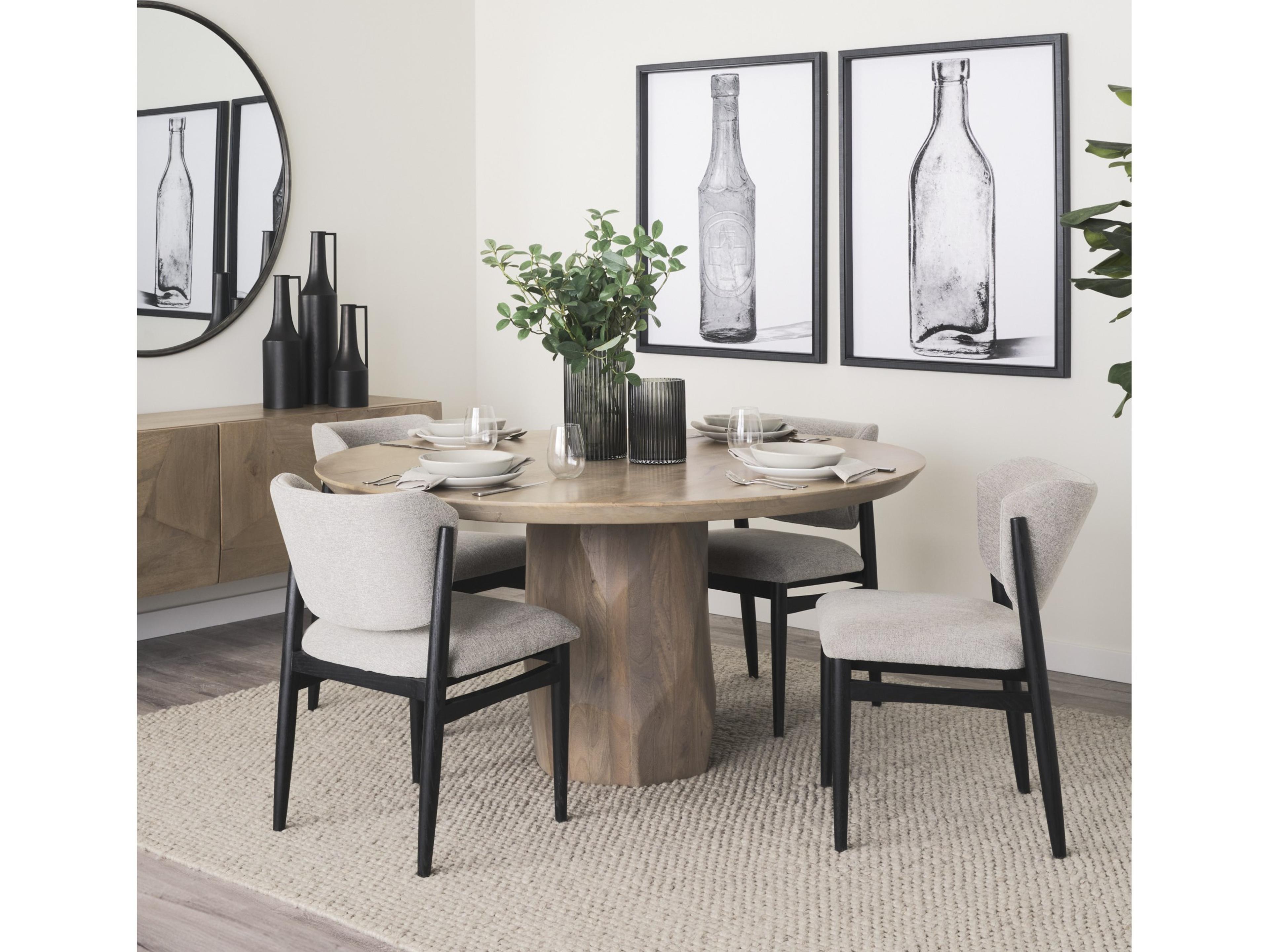 Mercana Cline  20.9L x 23.0W x 31.9H Gray Fabric W/Black Wood Dining Chair