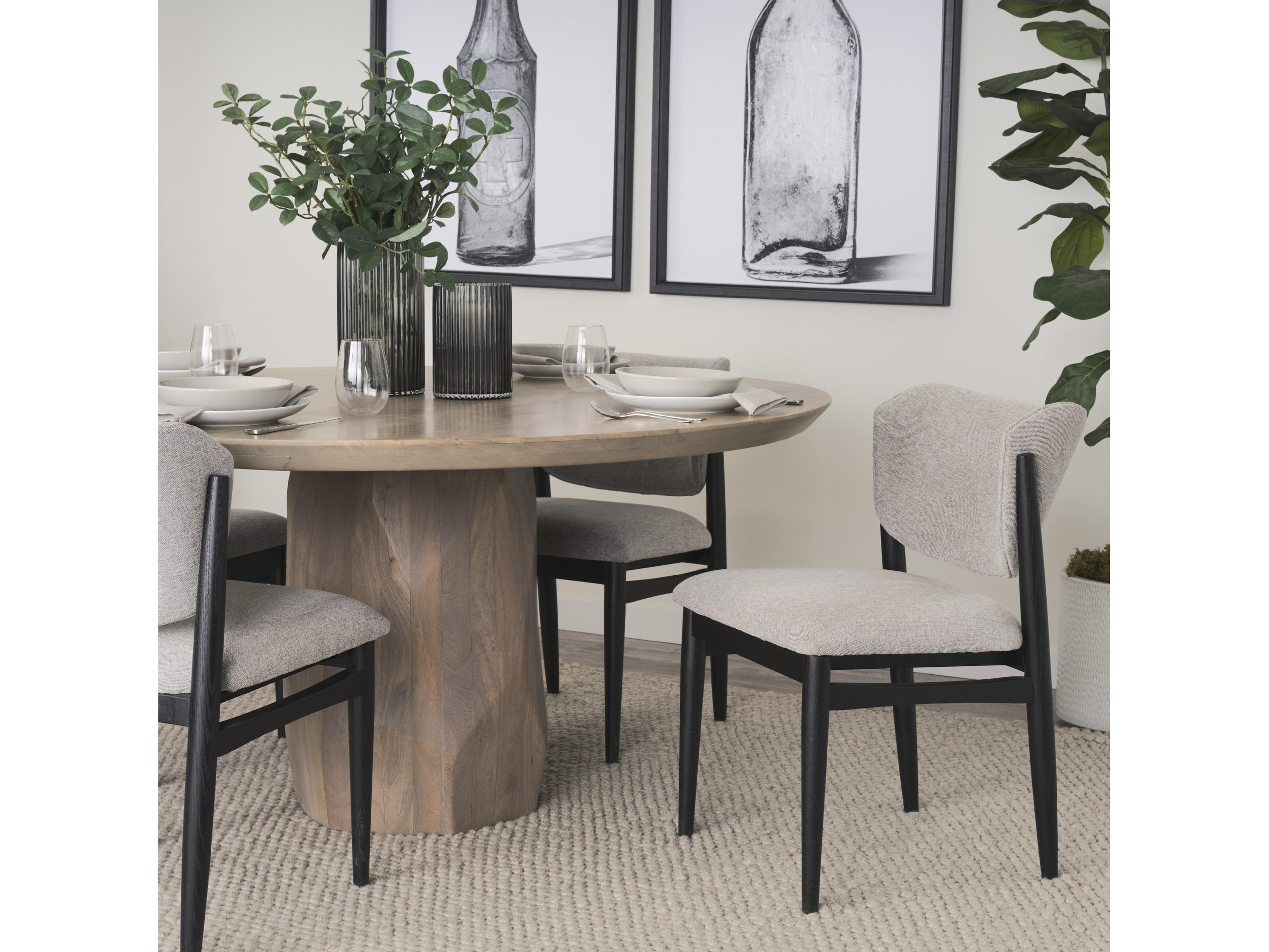 Mercana Cline  20.9L x 23.0W x 31.9H Gray Fabric W/Black Wood Dining Chair