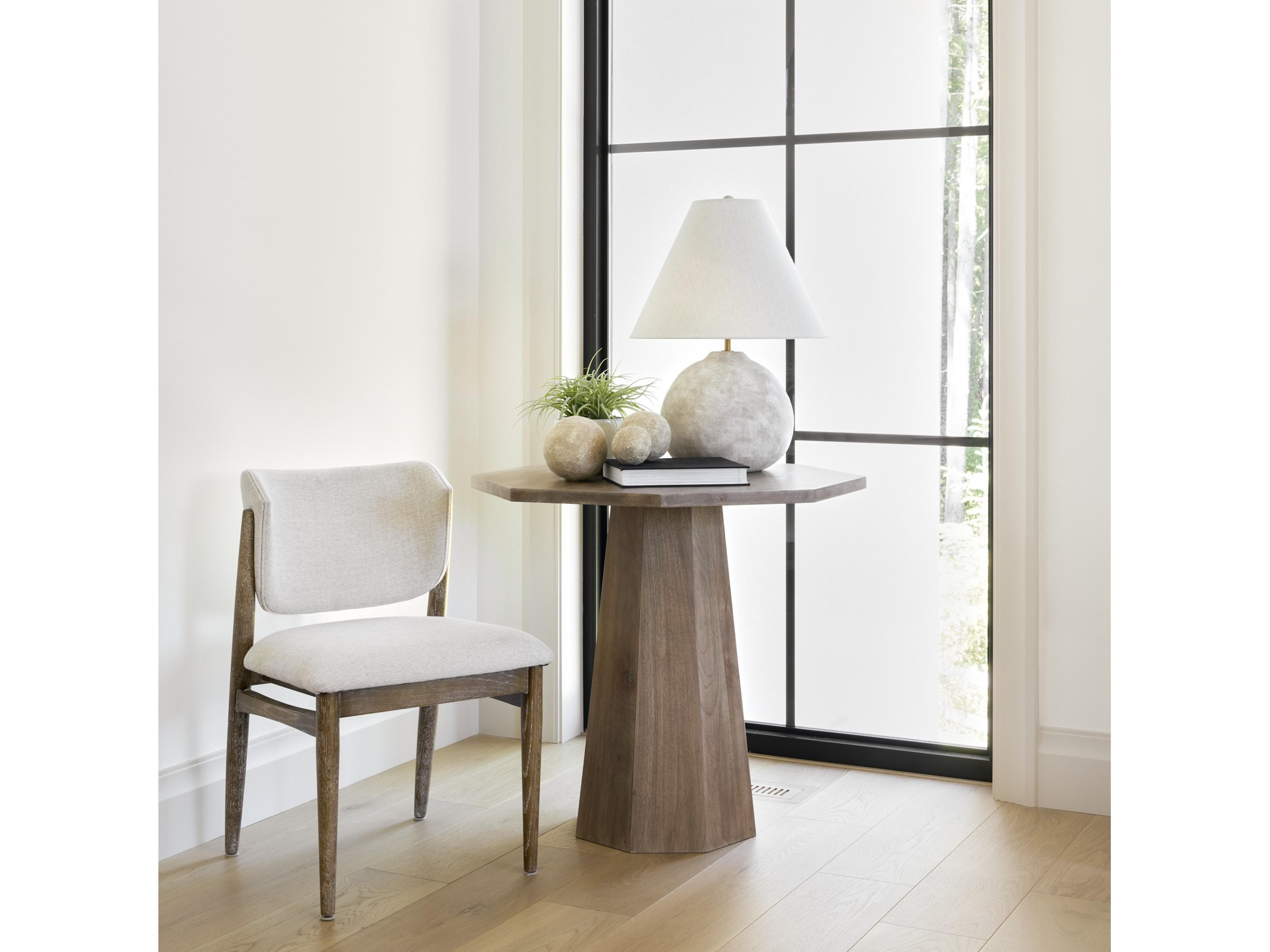 Mercana Cline Cream Fabric Upholstered and Light Brown Wood Dining Chair