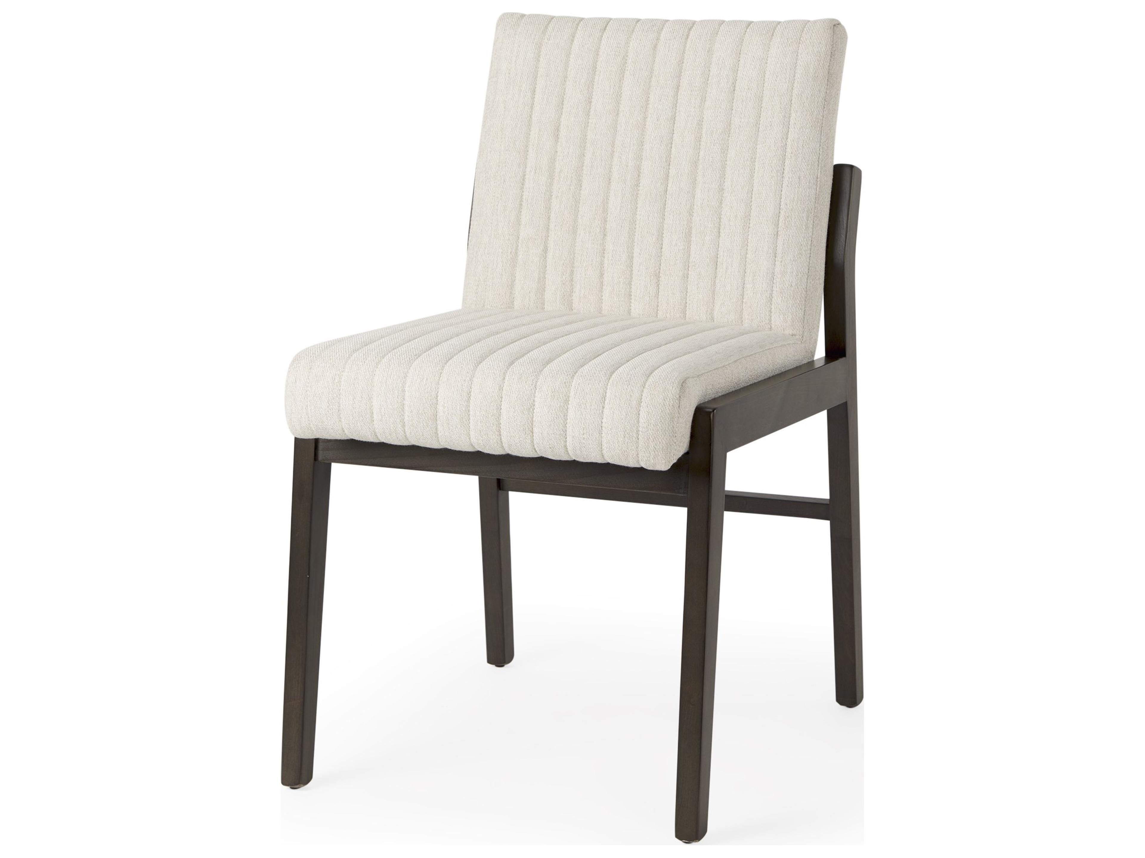 Mercana Tahoe Cream Fabric and Black-Brown Wood Dining Chair