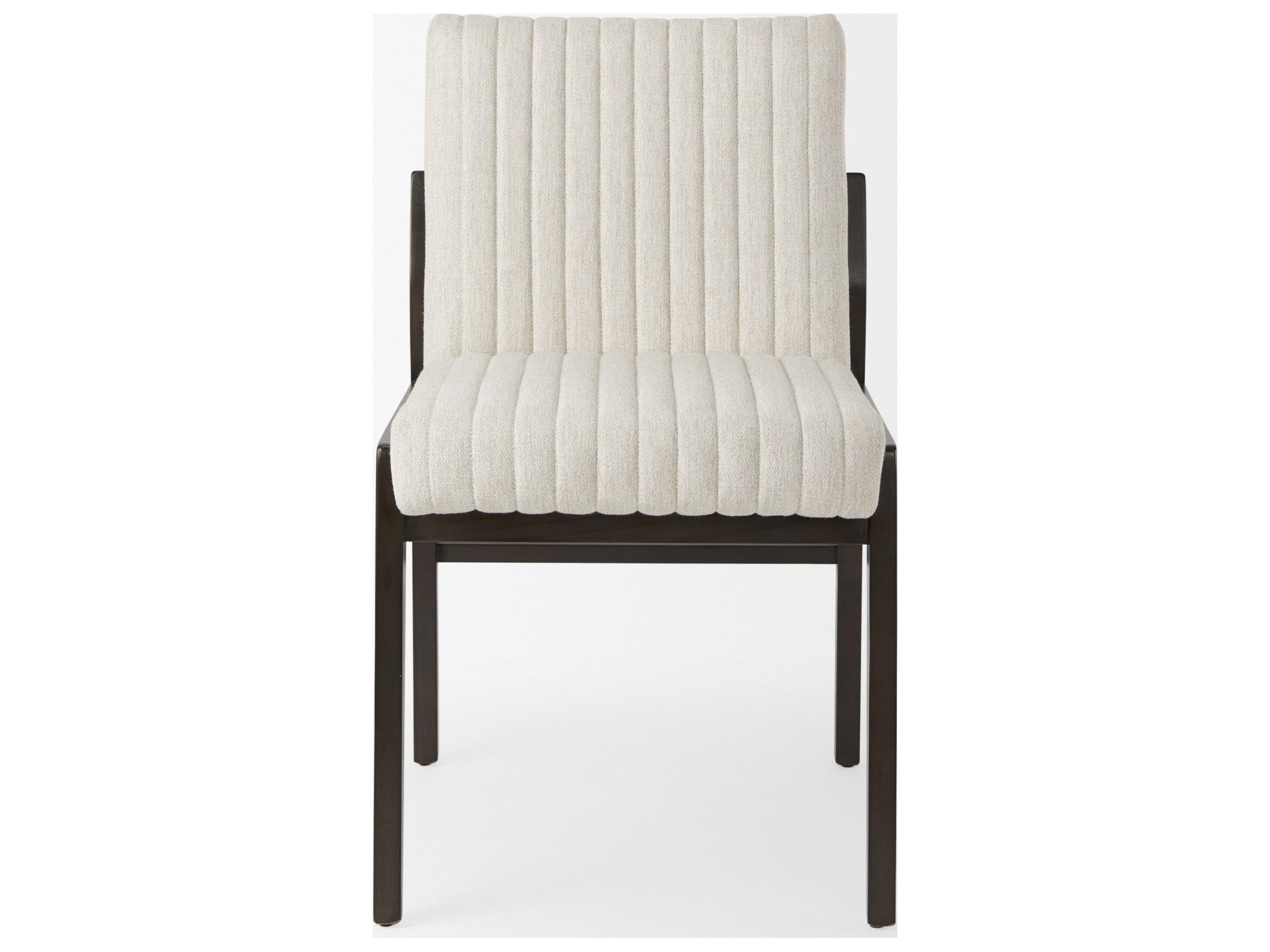 Mercana Tahoe Cream Fabric and Black-Brown Wood Dining Chair